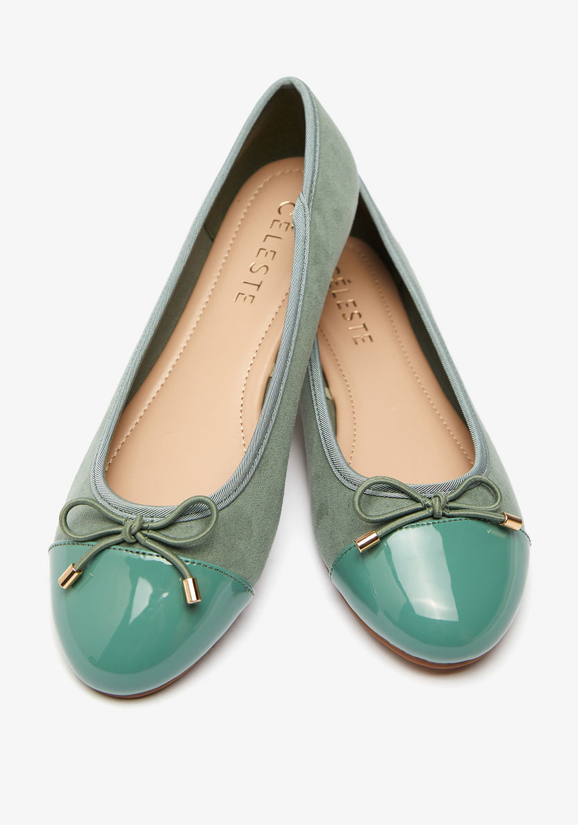 Celeste Women's Slip-On Round Toe Ballerina Shoes with Bow Accent-Women%27s Ballerinas-image-3