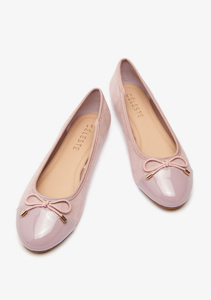 Celeste Women's Slip-On Round Toe Ballerina Shoes with Bow Accent-Women%27s Ballerinas-image-1