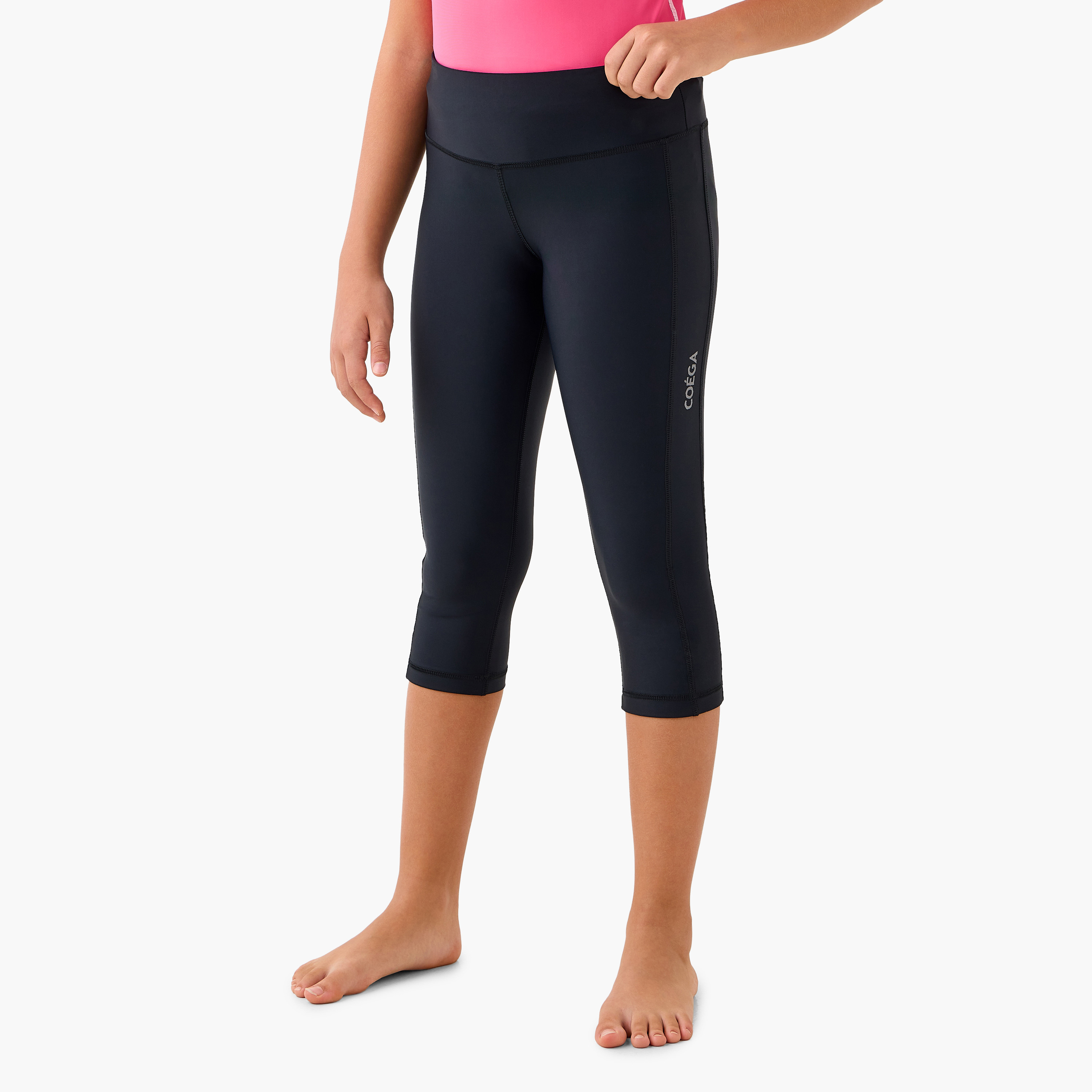  كولون سباحة ذو شبابي مع 3/4 طول من كويغا للبنات بلون أسود-girls-clothing-sportswear-swimwear-image-1