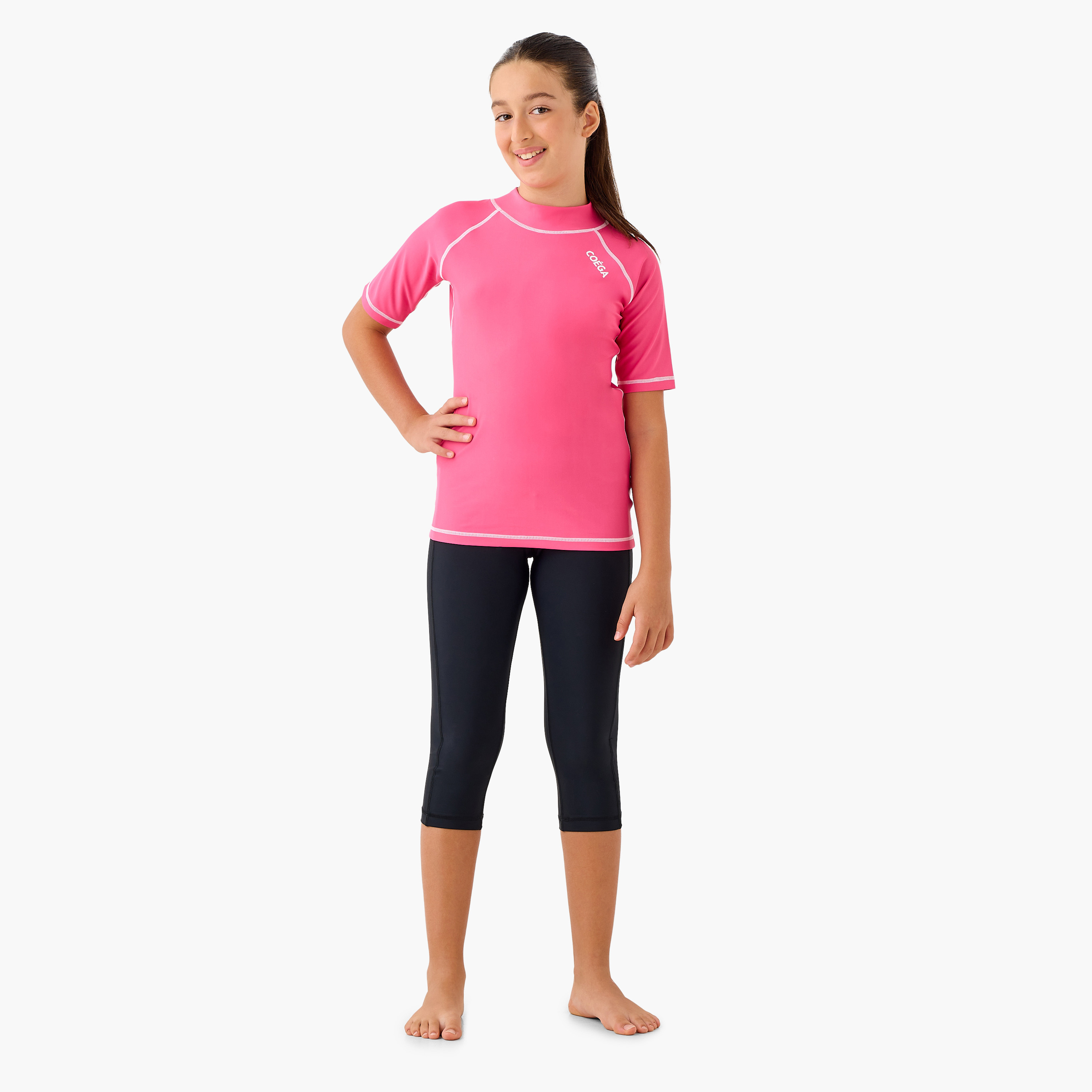  كولون سباحة ذو شبابي مع 3/4 طول من كويغا للبنات بلون أسود-girls-clothing-sportswear-swimwear-image-2