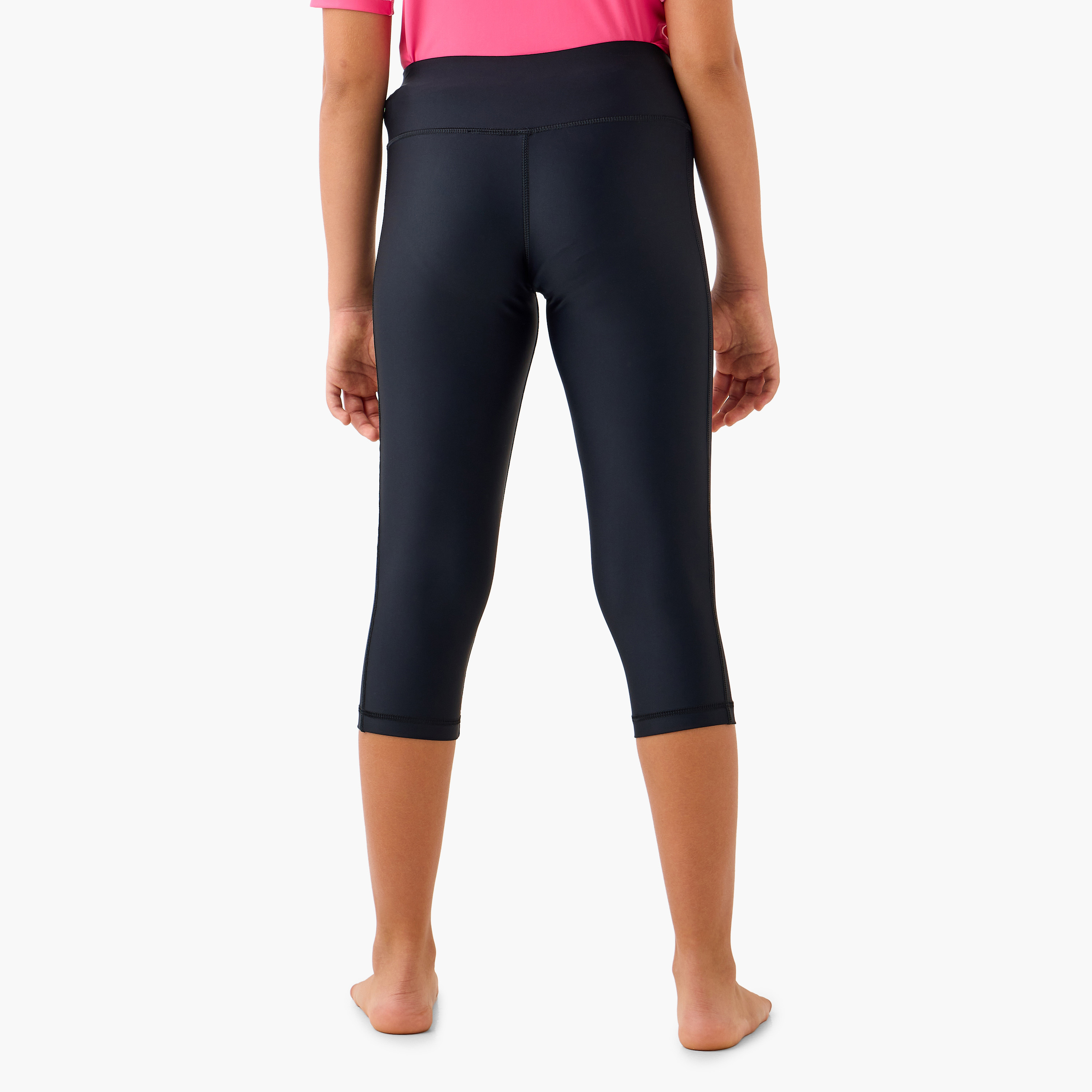  كولون سباحة ذو شبابي مع 3/4 طول من كويغا للبنات بلون أسود-girls-clothing-sportswear-swimwear-image-3