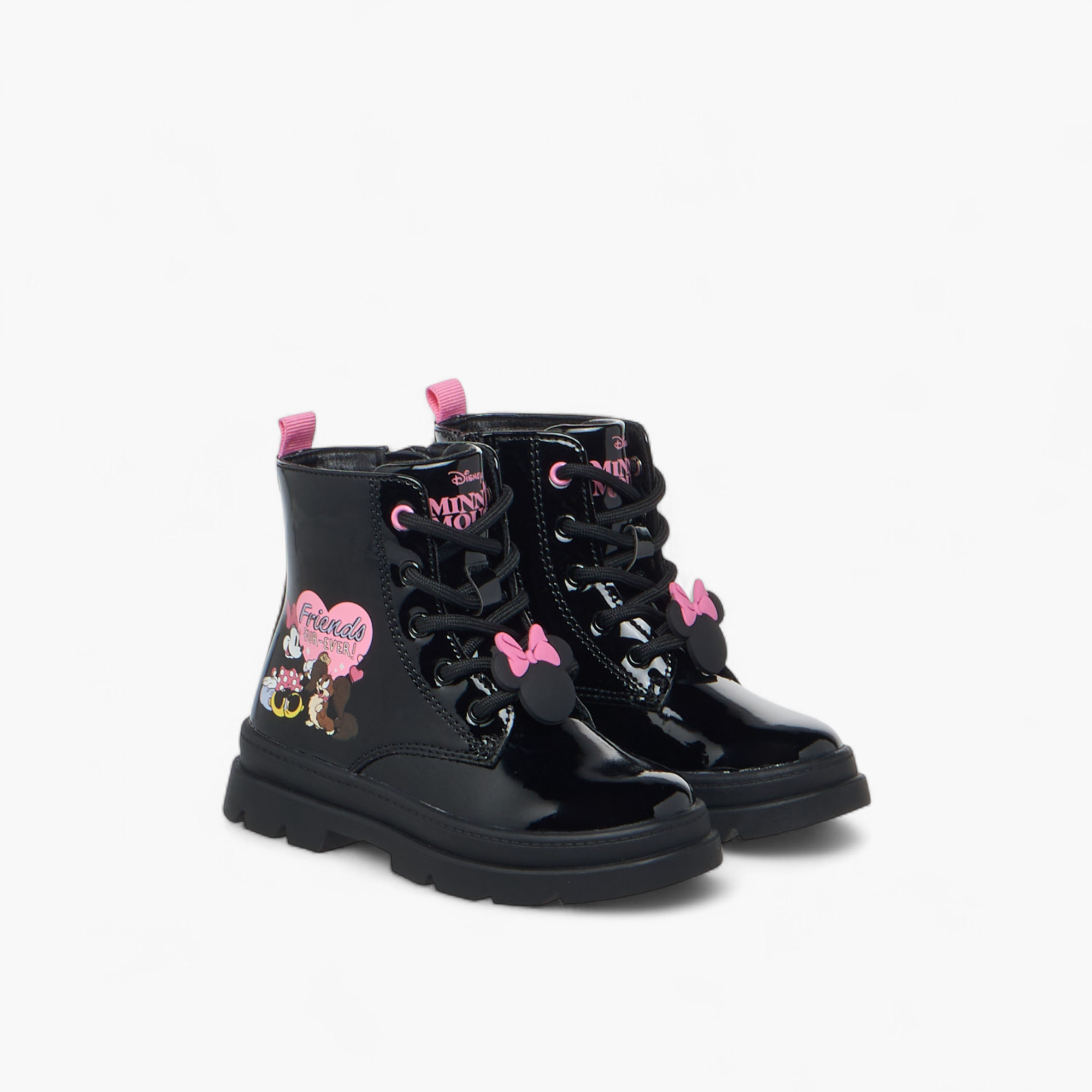 Disney Minnie Mouse Print Ankle Boots with Zip Closure-girls-shoes-boots-image-1