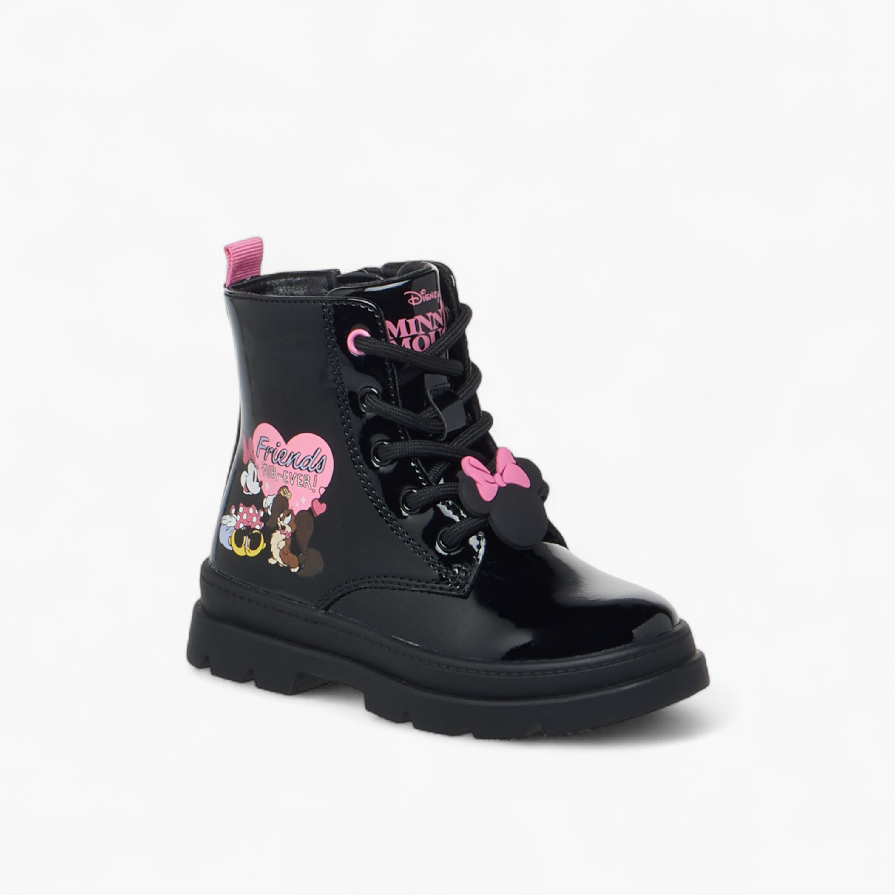 Disney Minnie Mouse Print Ankle Boots with Zip Closure-girls-shoes-boots-image-2