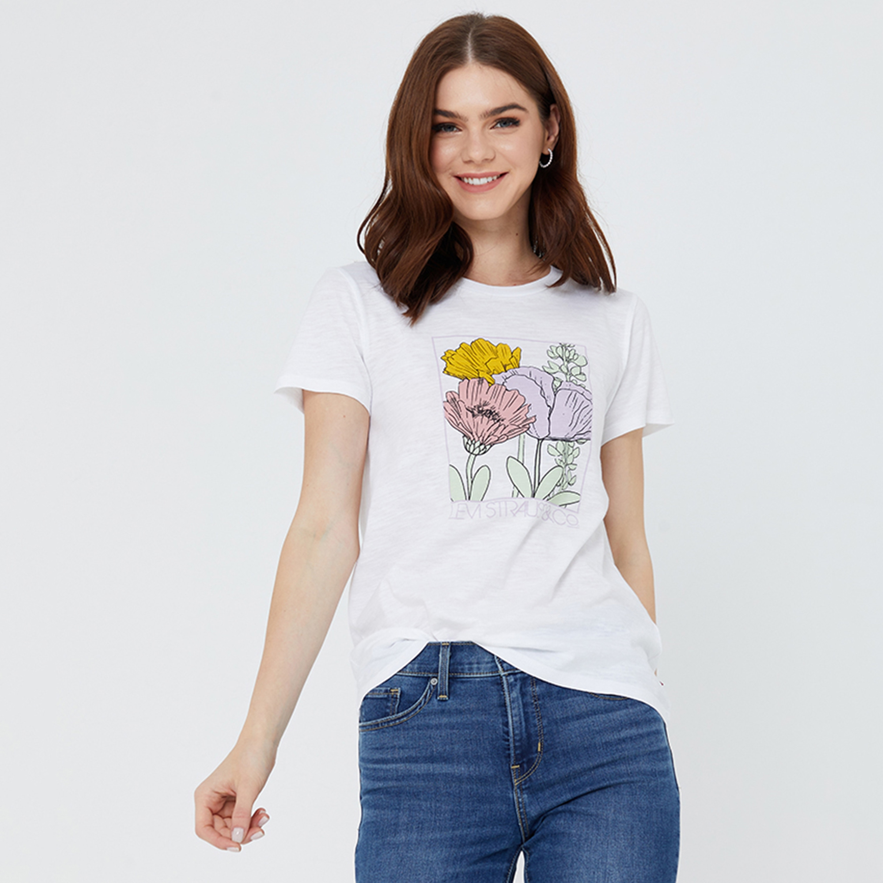 Levi's Floral Round Neck Short Sleeves Women's T-Shirt-women-clothing-tshirts-image-1