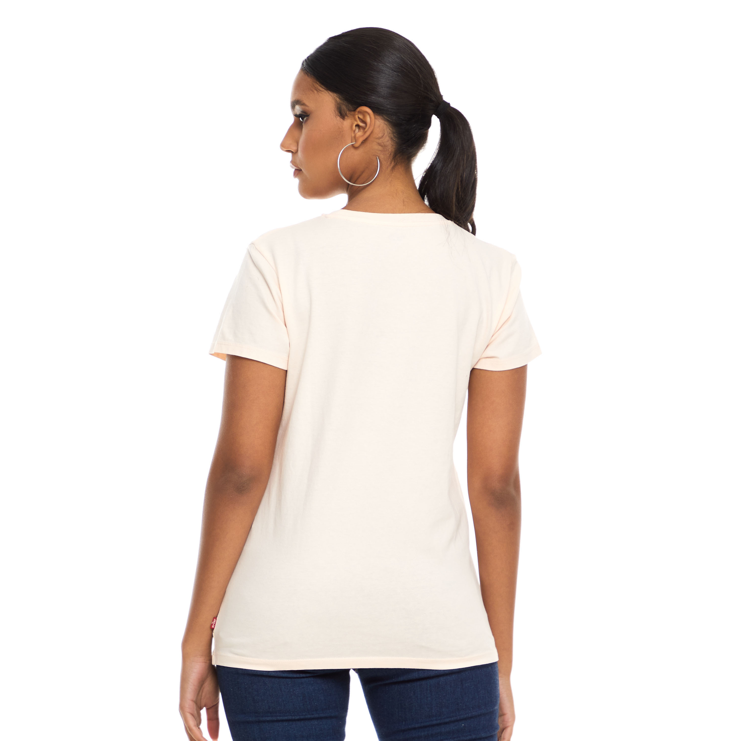 Levi's Women Ivory Logo Crew Neck Short Sleeves T-shirt-women-clothing-tshirts-image-2