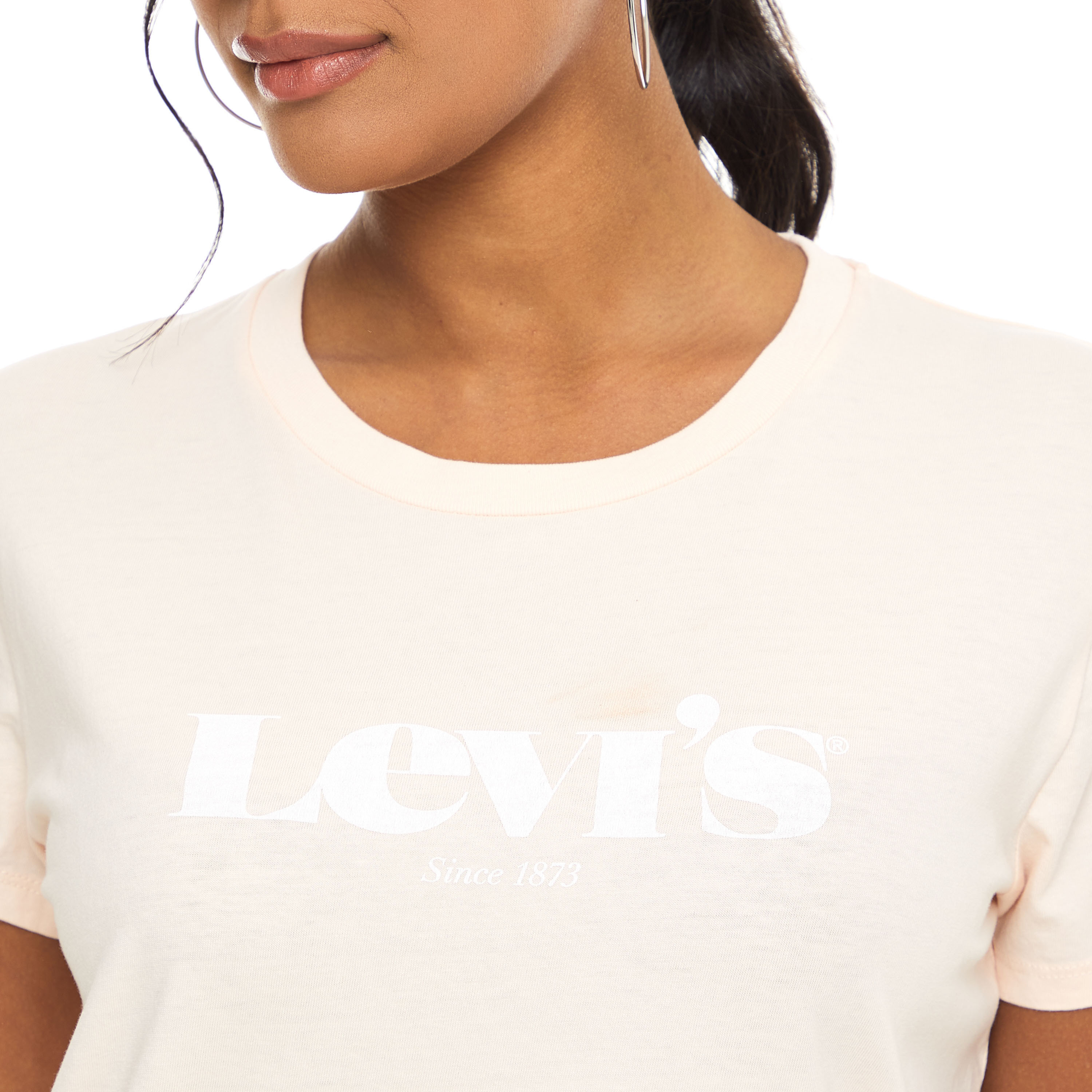 Levi's Women Ivory Logo Crew Neck Short Sleeves T-shirt-women-clothing-tshirts-image-4