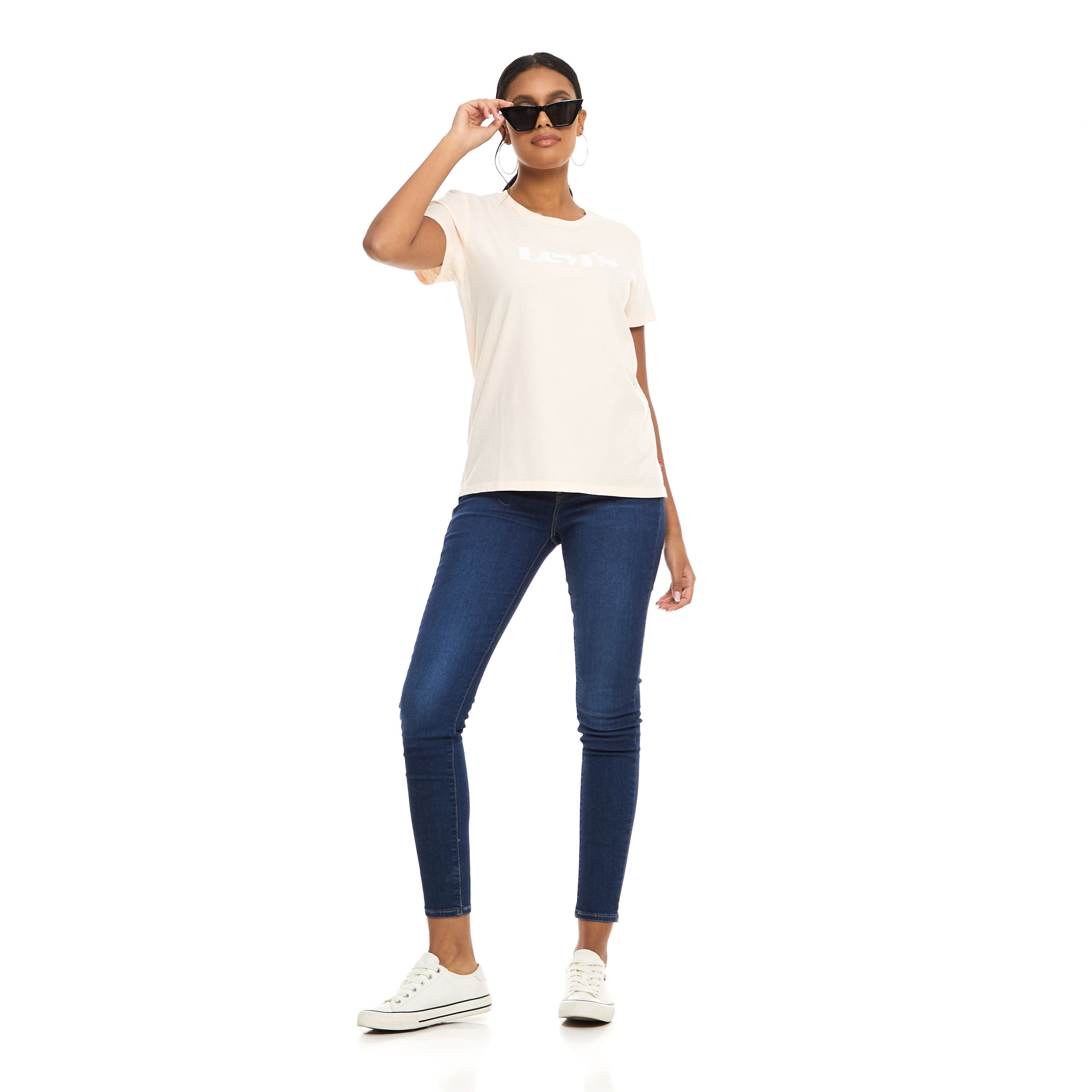 Levi's Women Ivory Logo Crew Neck Short Sleeves T-shirt-women-clothing-tshirts-image-5