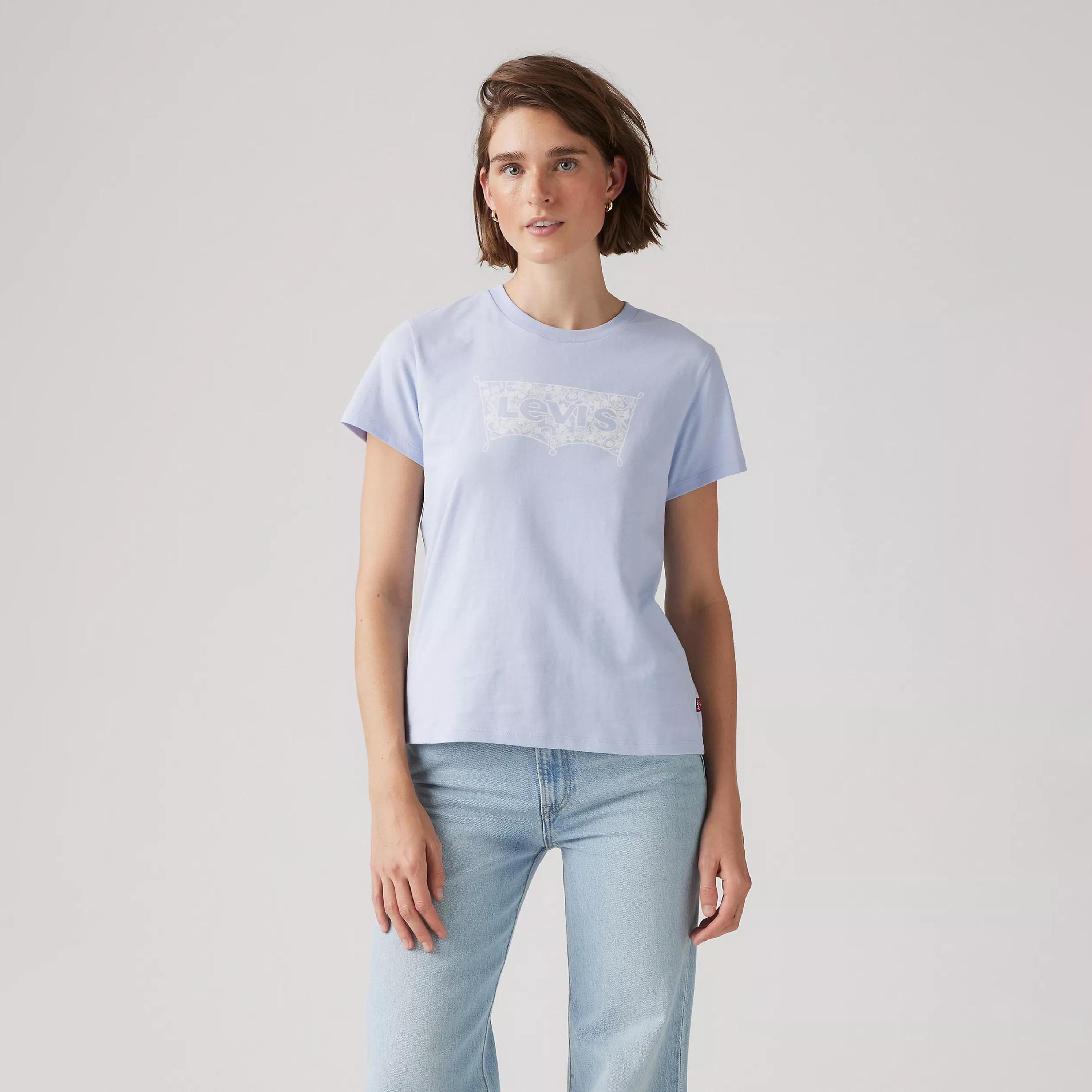 تي شيرت بأكمام قصيرة وياقة دائرية وشعار Levi-women-clothing-tshirts-image-2