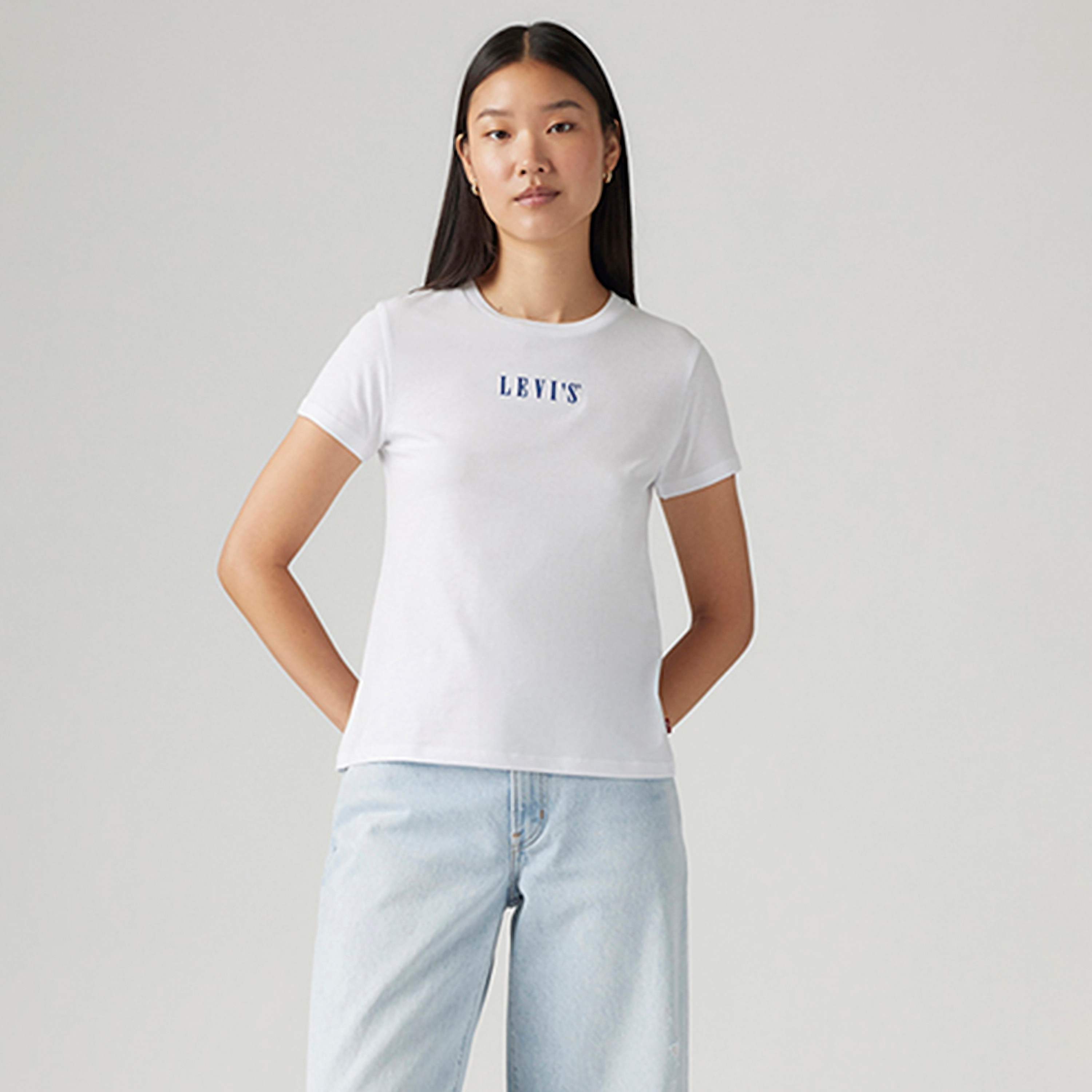 قميص ليفي النسائي بأكمام قصيرة الياقة العريضة-women-clothing-tshirts-image-1