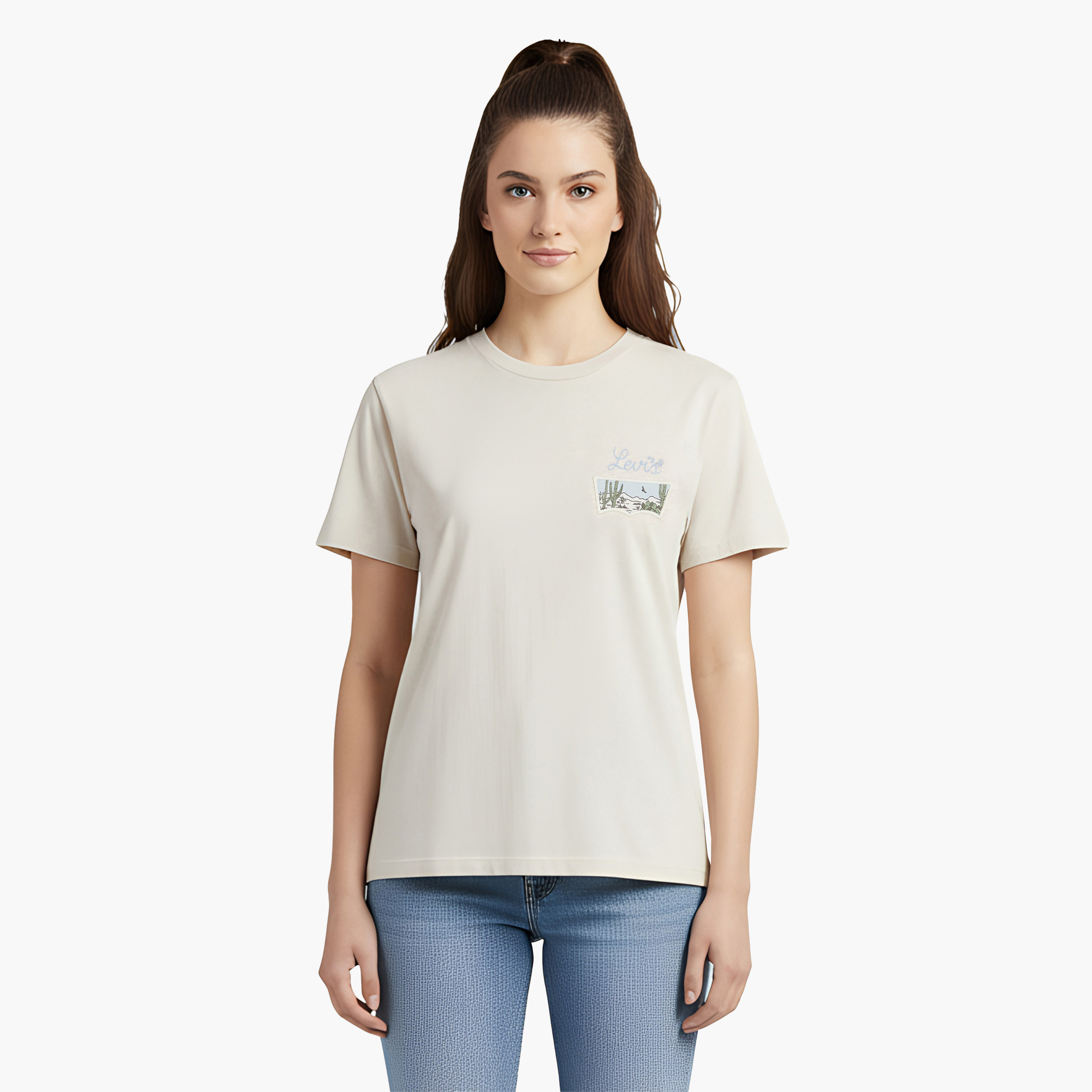 Levi's Plain Crew Neck Short Sleeves Women's T-Shirt-women-clothing-tshirts-image-1