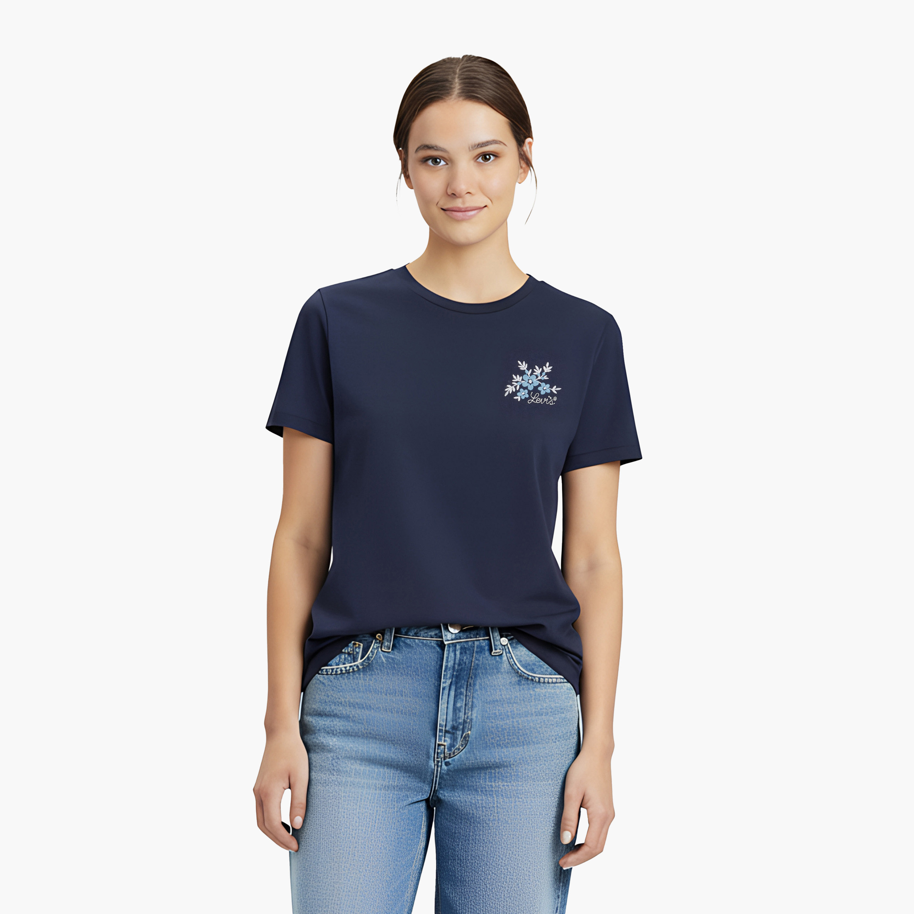 تي شيرت نسائي سادة بأكمام قصيرة ورقبة دائرية من ليفايس-women-clothing-tshirts-image-4