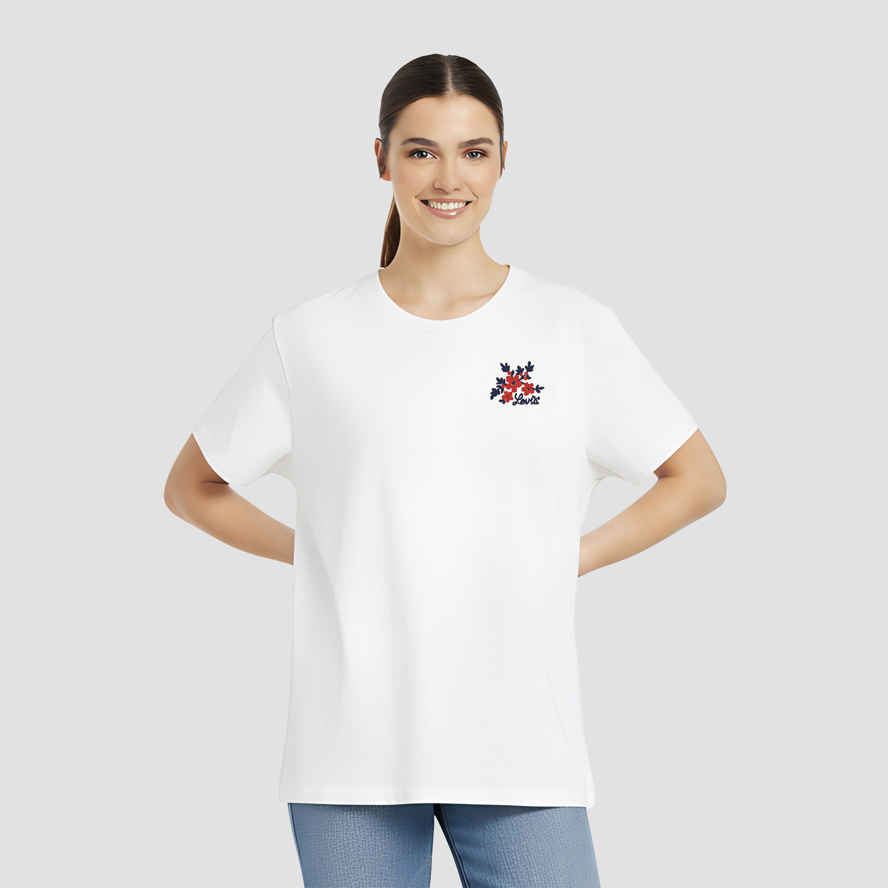 Levi's Plain Crew Neck Short Sleeves Women's T-Shirt-women-clothing-tshirts-image-1