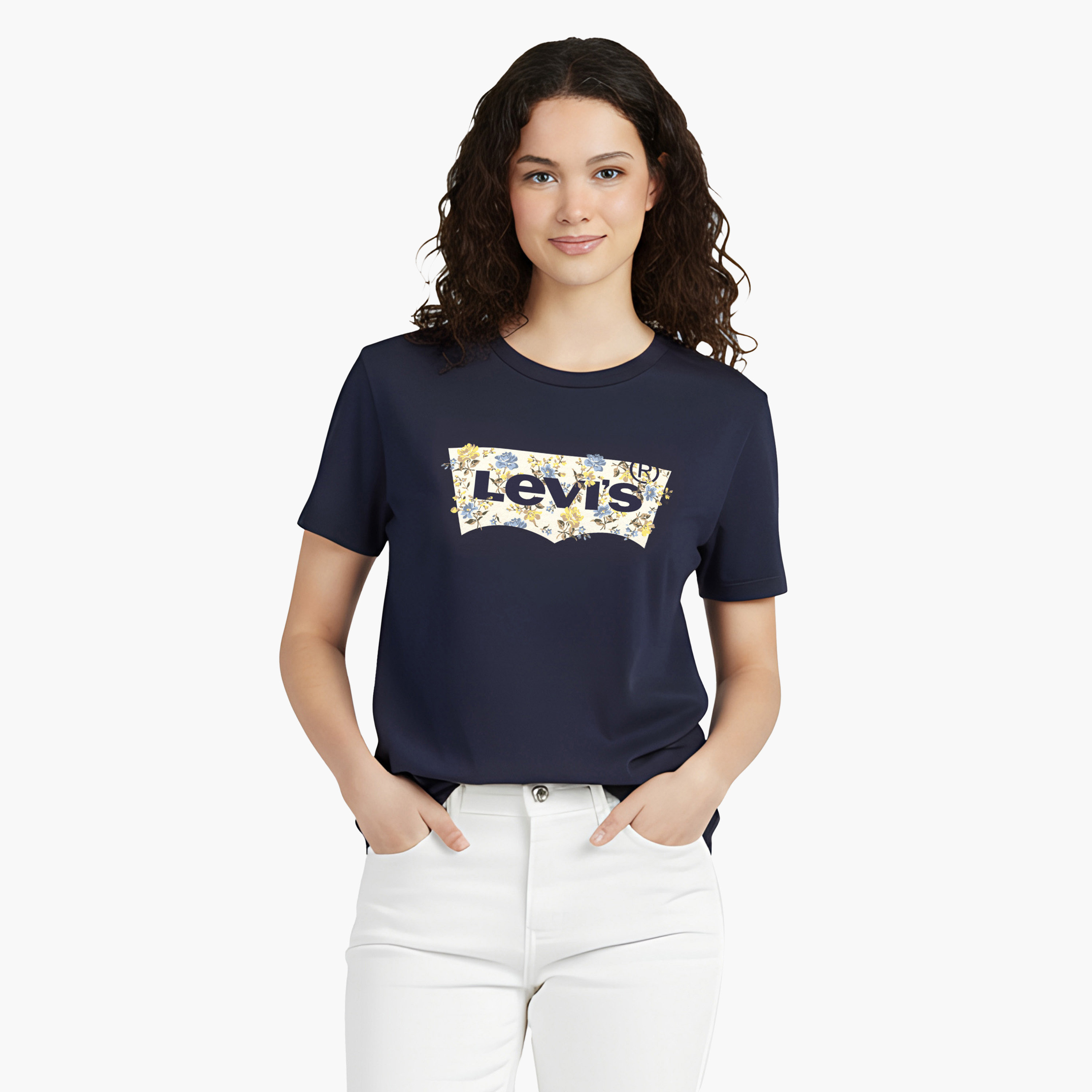 Levi's Graphic Floral Print Crew Neck Short Sleeves Women's T-Shirt-women-clothing-tshirts-image-1