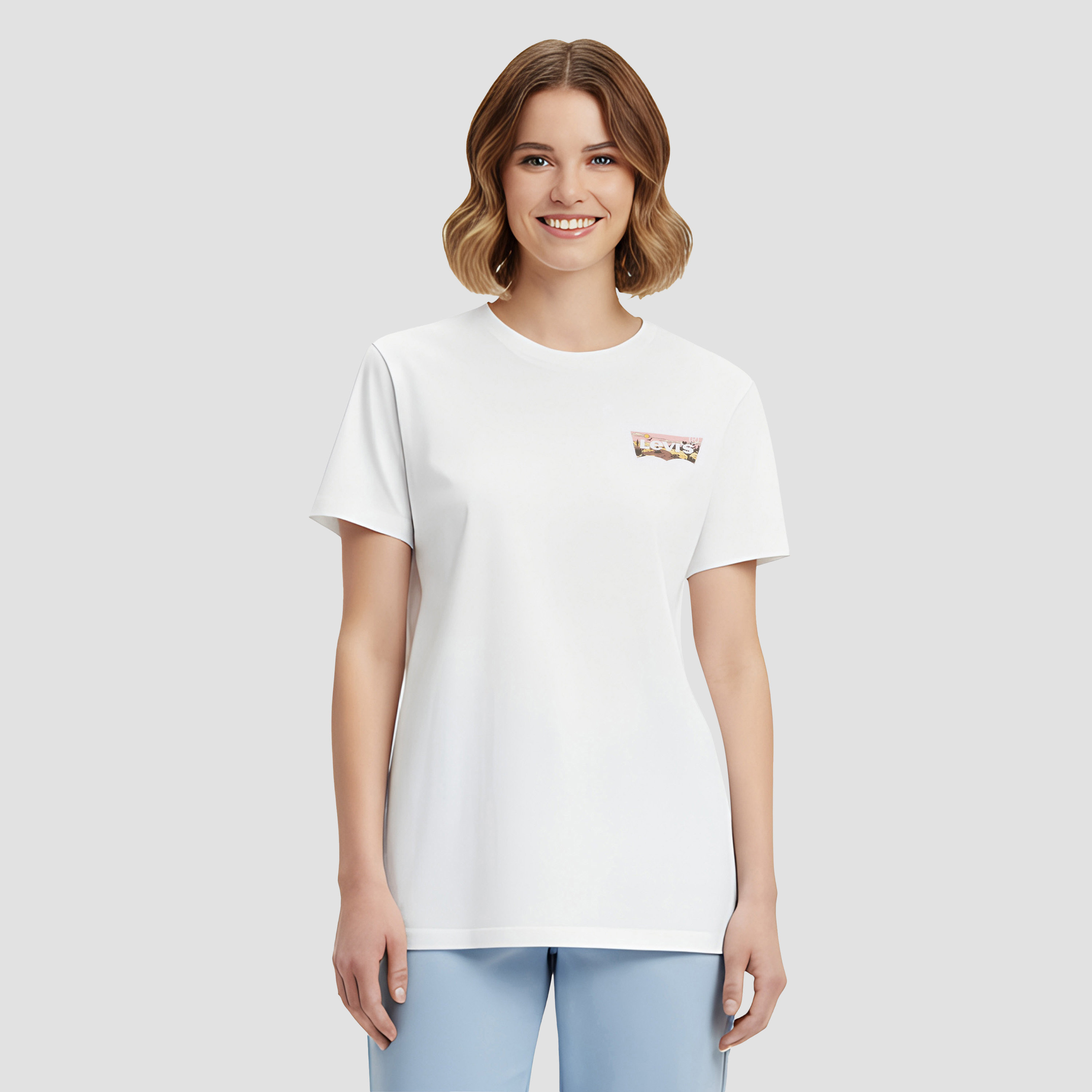 Levi's Plain Crew Neck Short Sleeves Women's T-Shirt-women-clothing-tshirts-image-1