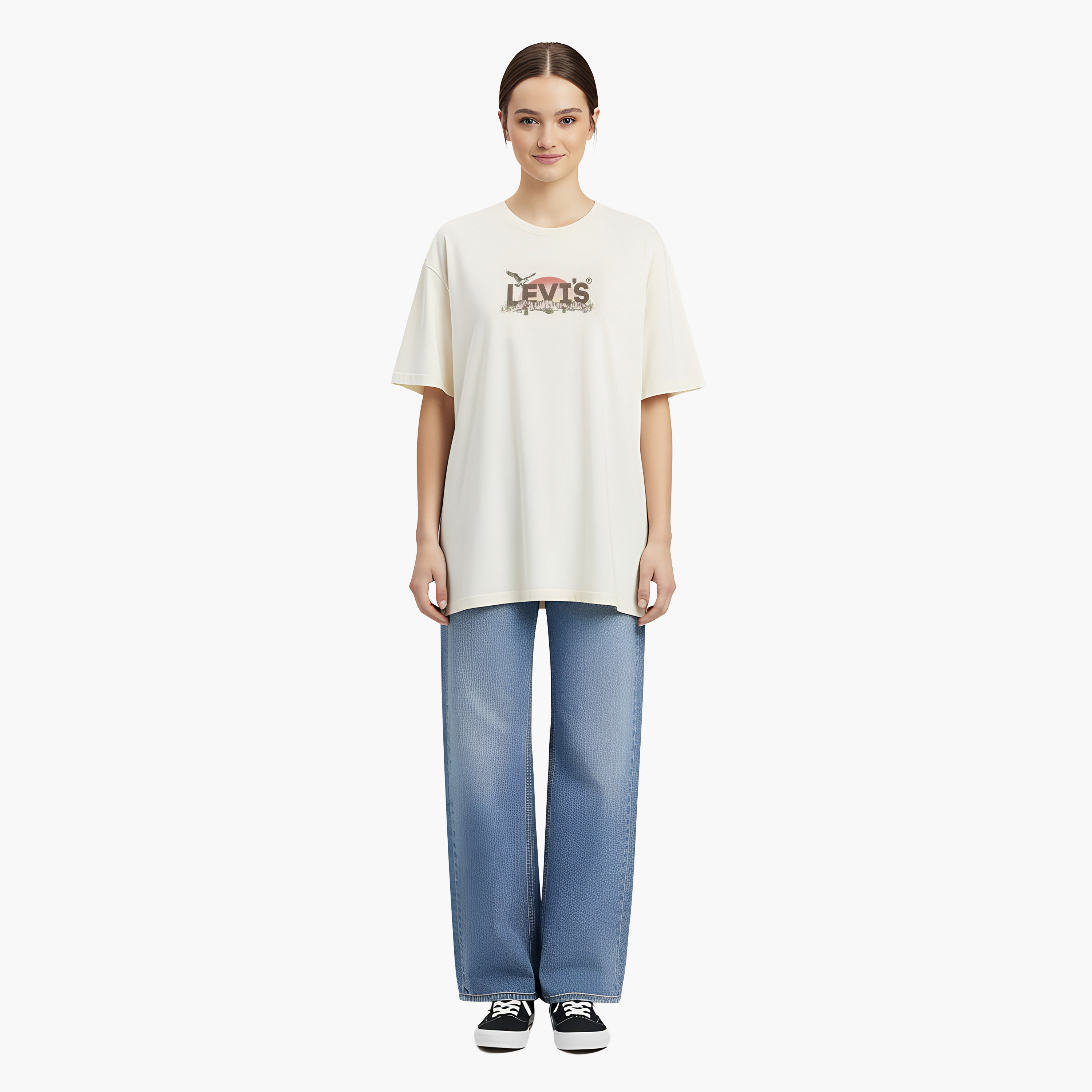 تي شيرت نسائي مطبوع برقبة دائرية وأكمام قصيرة من ليفايس-women-clothing-tshirts-image-2