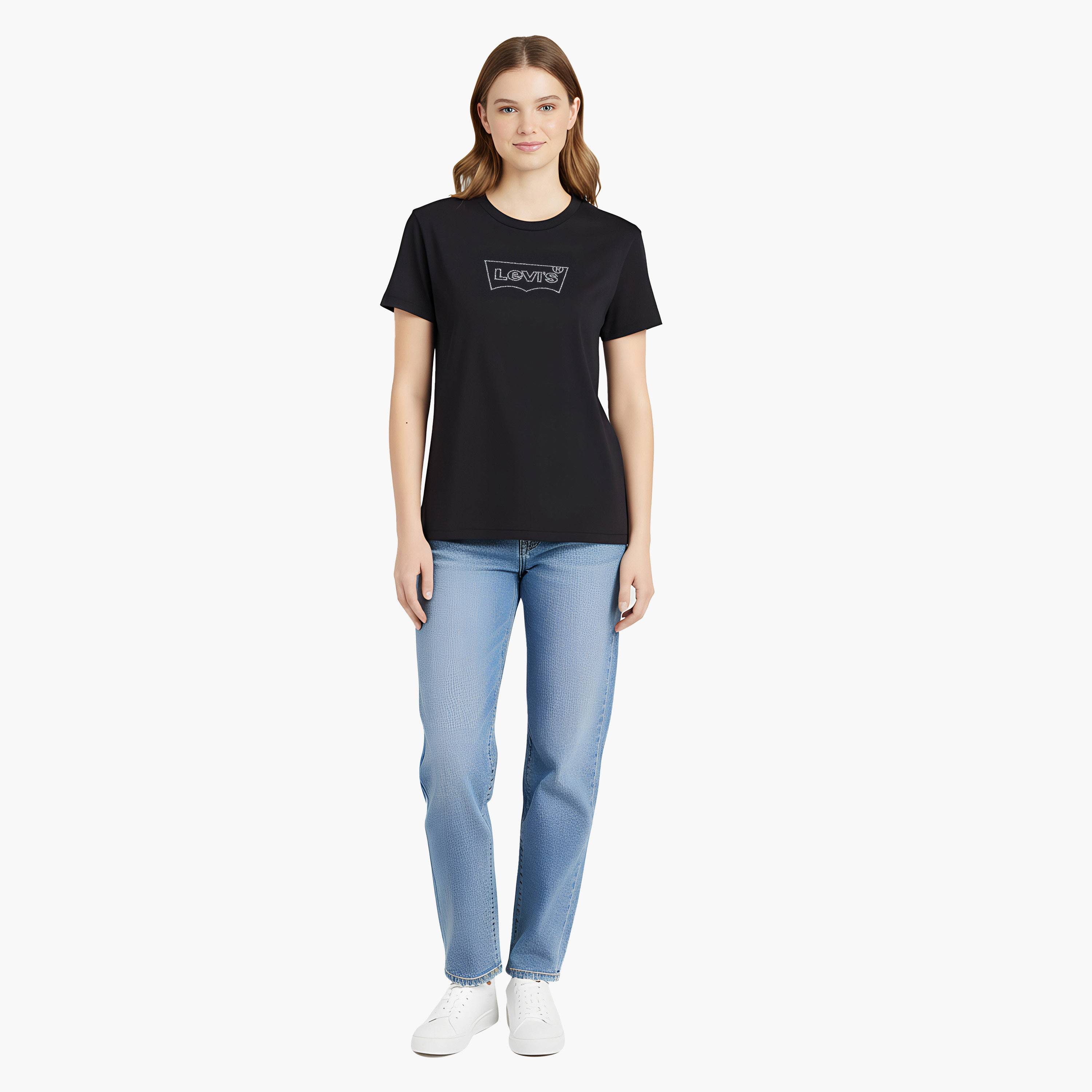 Levi's Embellished Logo Crew Neck Short Sleeves Women's T-Shirt-women-clothing-tshirts-image-2