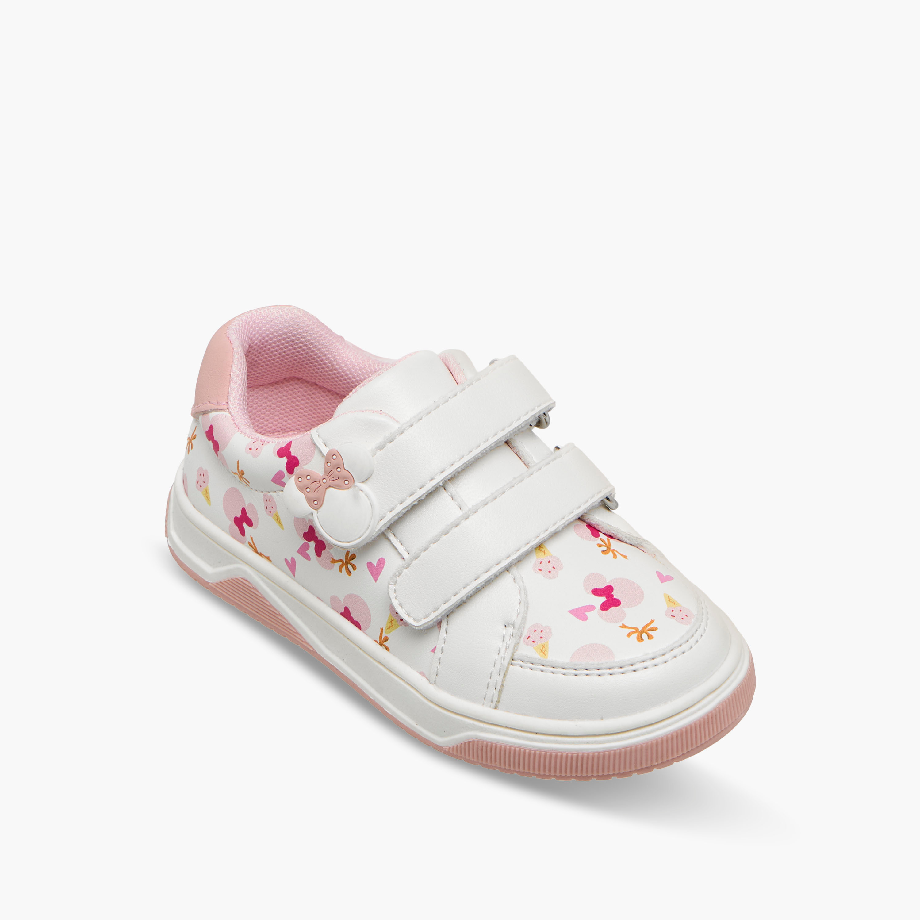 Disney Girls Minnie Mouse Print Hook & Loop Sneakers-girls-shoes-sneakers-image-2