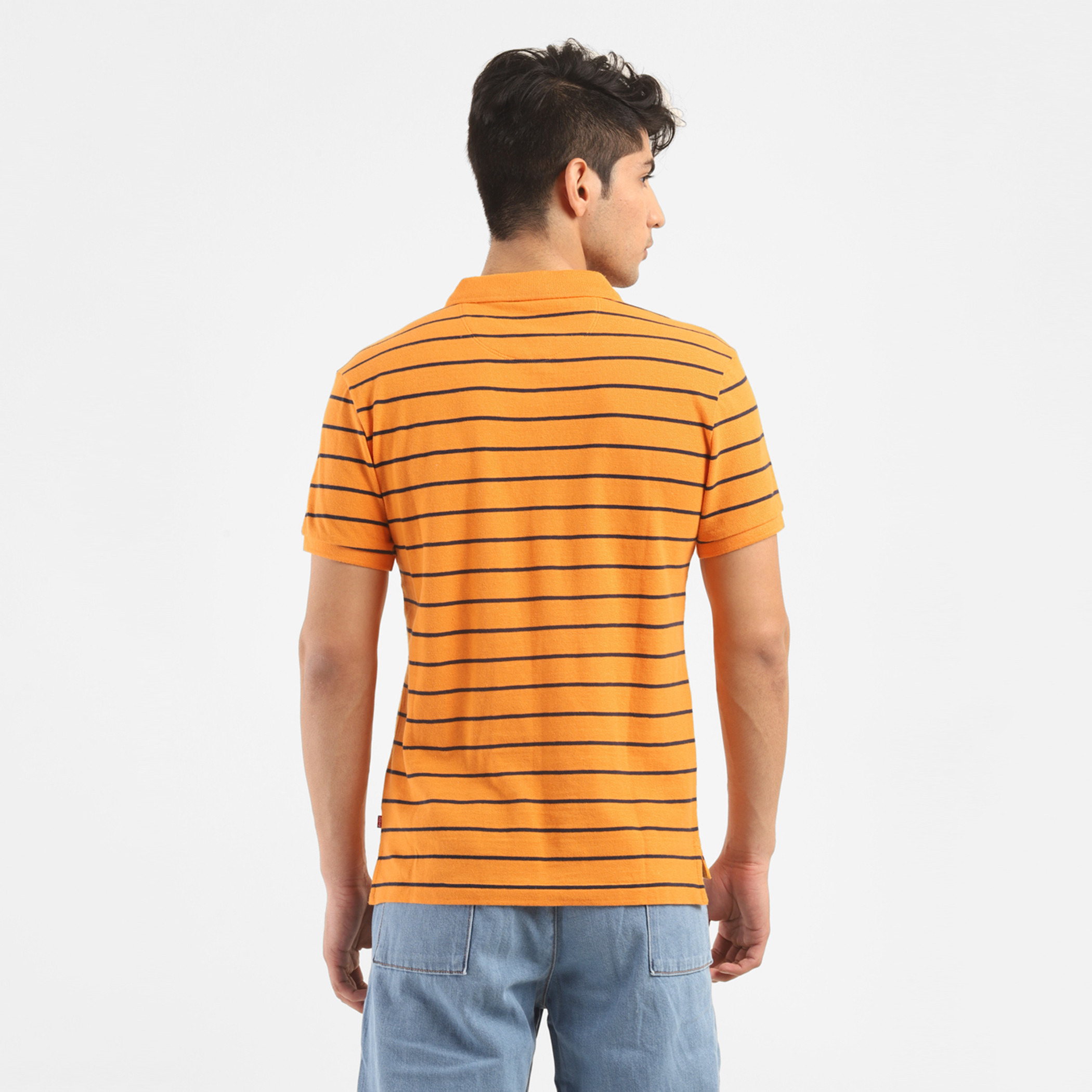 Levi's Men Orange Striped Collared Short Sleeves Polo T-Shirt-men-clothing-tshirtsandpolos-polos-image-2