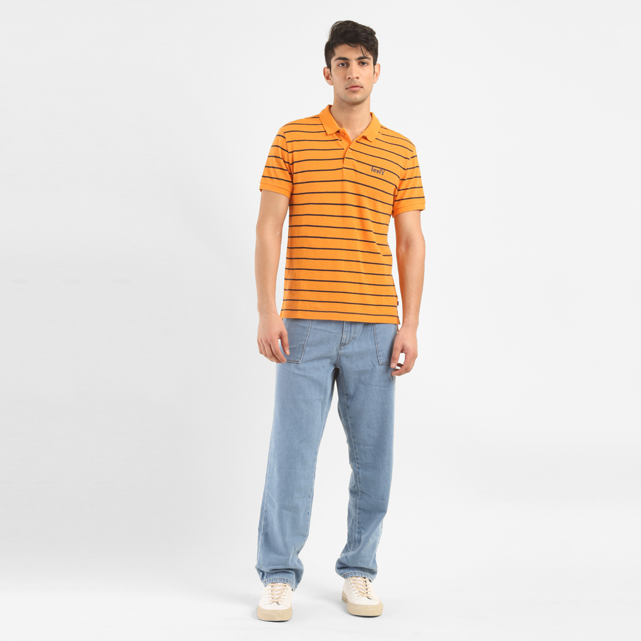 تي شيرت بولو ليفايس بأكمام قصيرة مخطط برتقالي اللون للرجال-men-clothing-tshirtsandpolos-polos-image-4