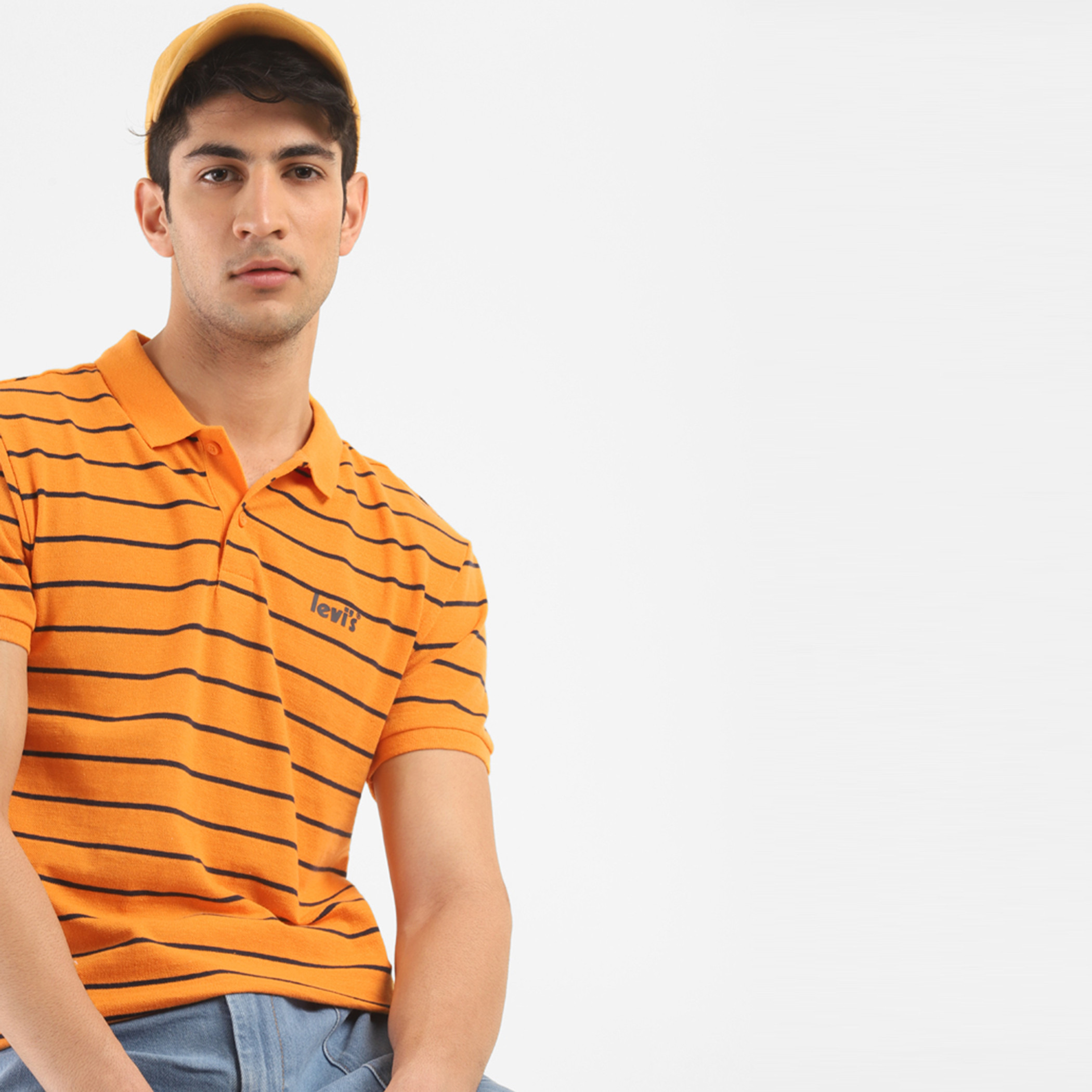 تي شيرت بولو ليفايس بأكمام قصيرة مخطط برتقالي اللون للرجال-men-clothing-tshirtsandpolos-polos-image-6