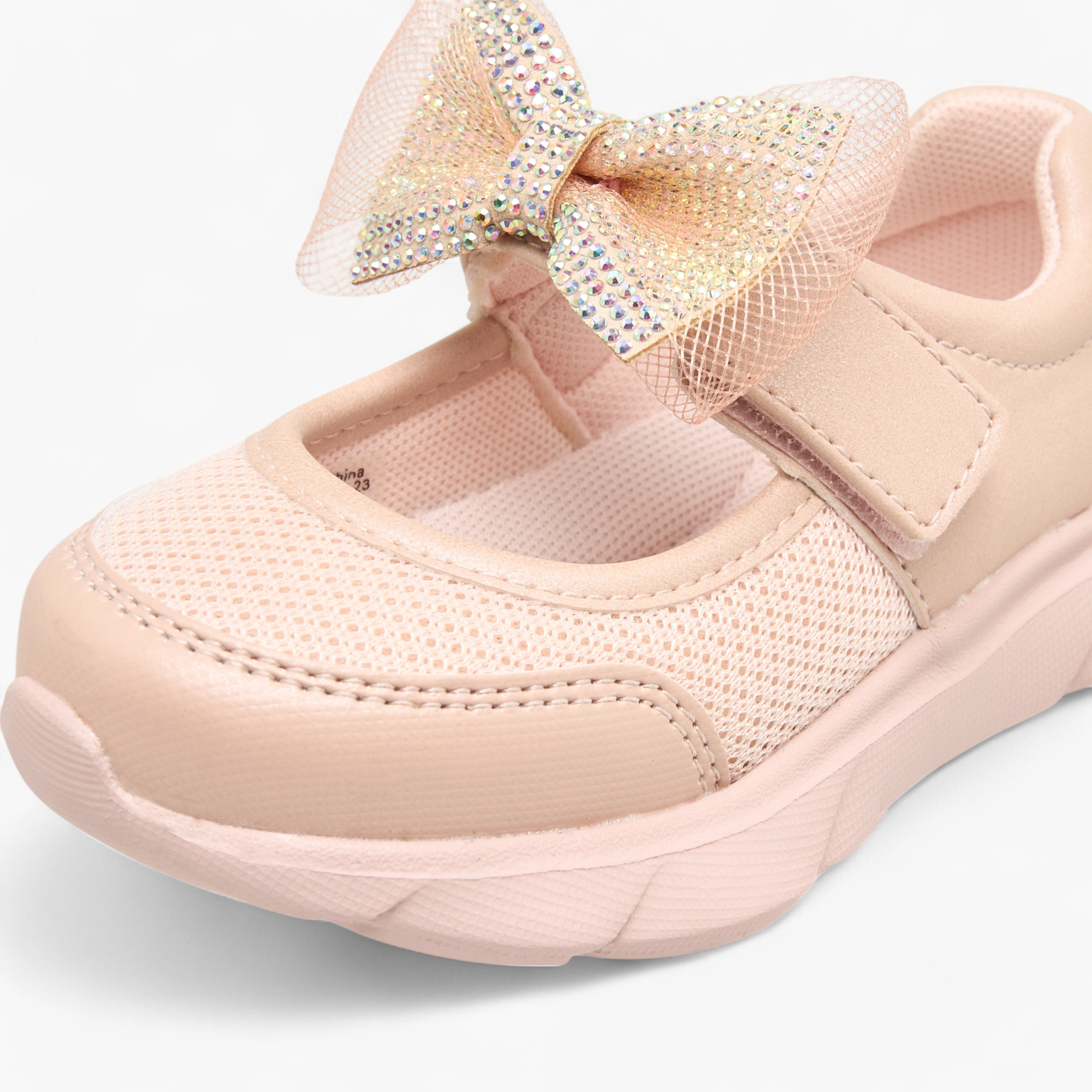 Barefeet Embellished Bow Sneakers with Hook and Loop Closure-girls-shoes-sneakers-image-4
