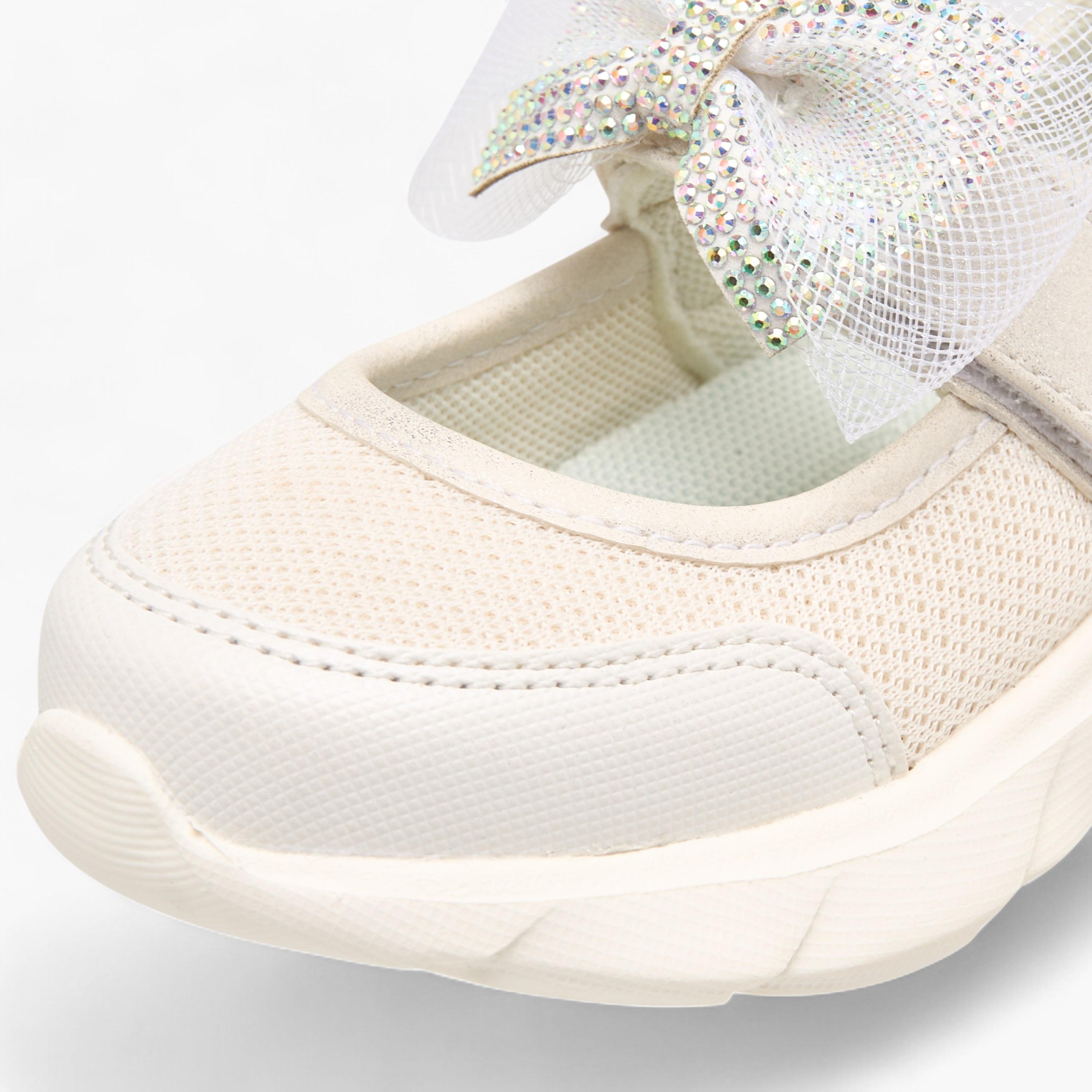 Barefeet Embellished Bow Sneakers with Hook and Loop Closure-girls-shoes-sneakers-image-4