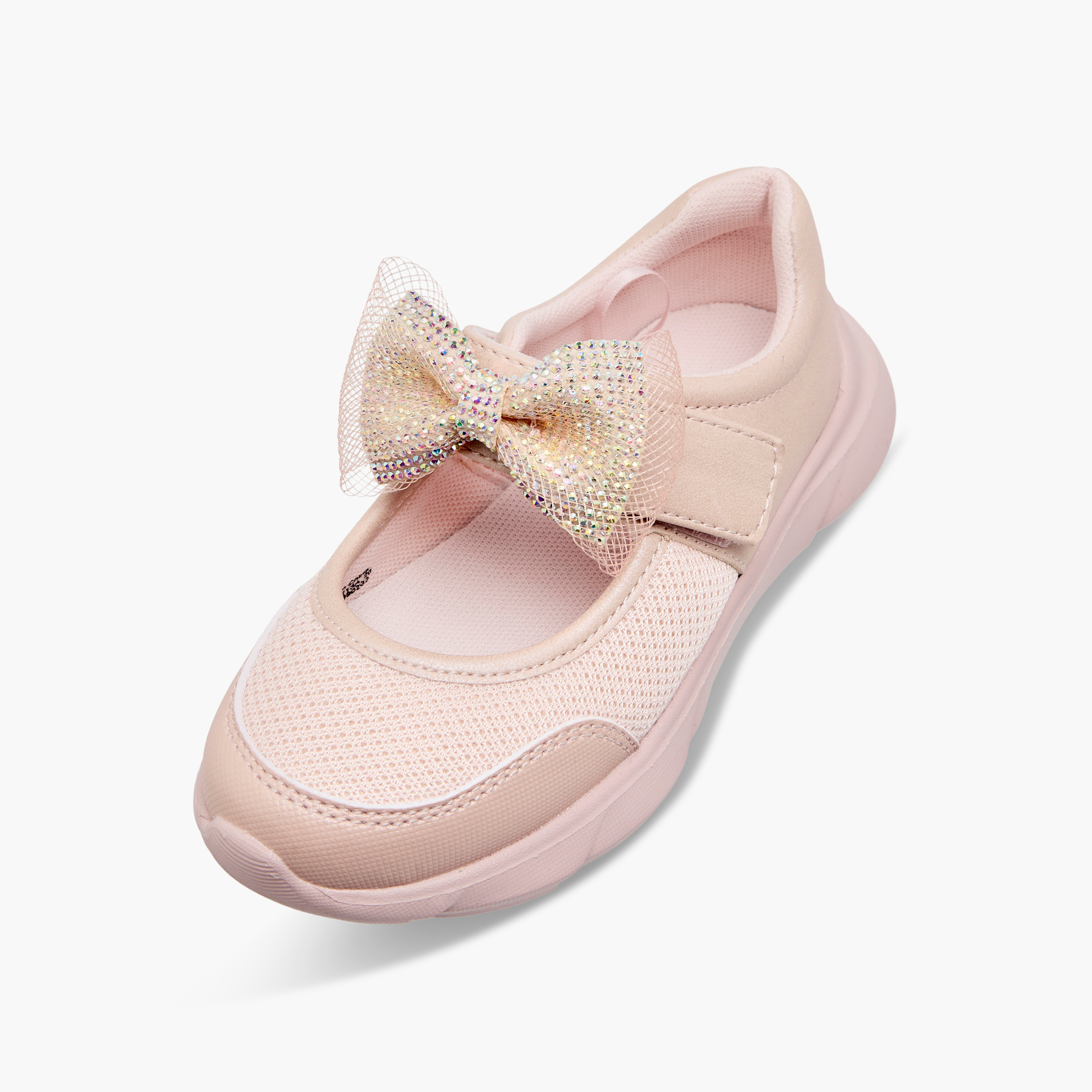 Juniors Mesh Bow Detail Mary Jane Shoes with Hook and Loop Closure-girls-shoes-maryjanes-image-6