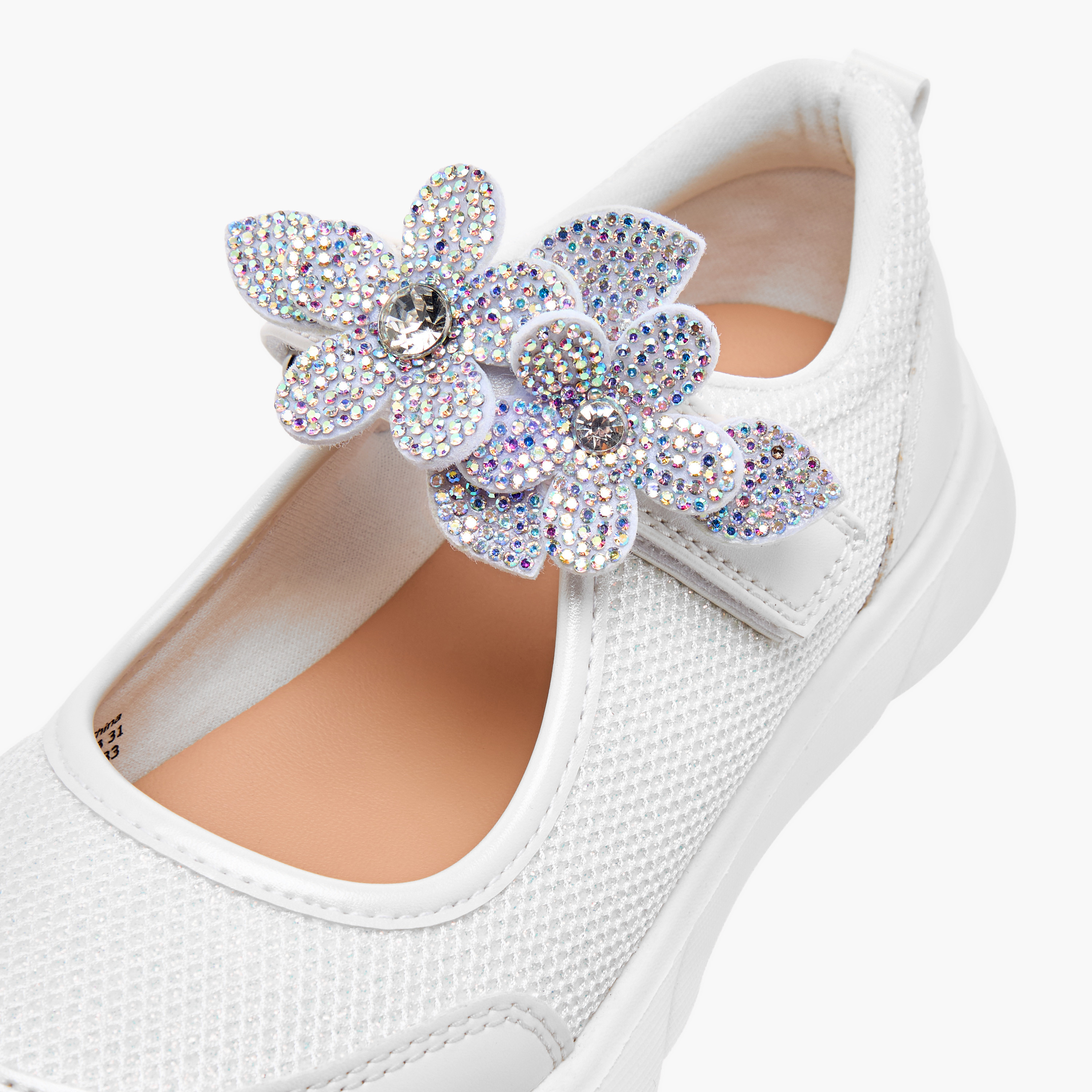 Celeste Girl's Floral Accent Mary Jane Shoes with Hook and Loop Closure-girls-shoes-maryjanes-image-4
