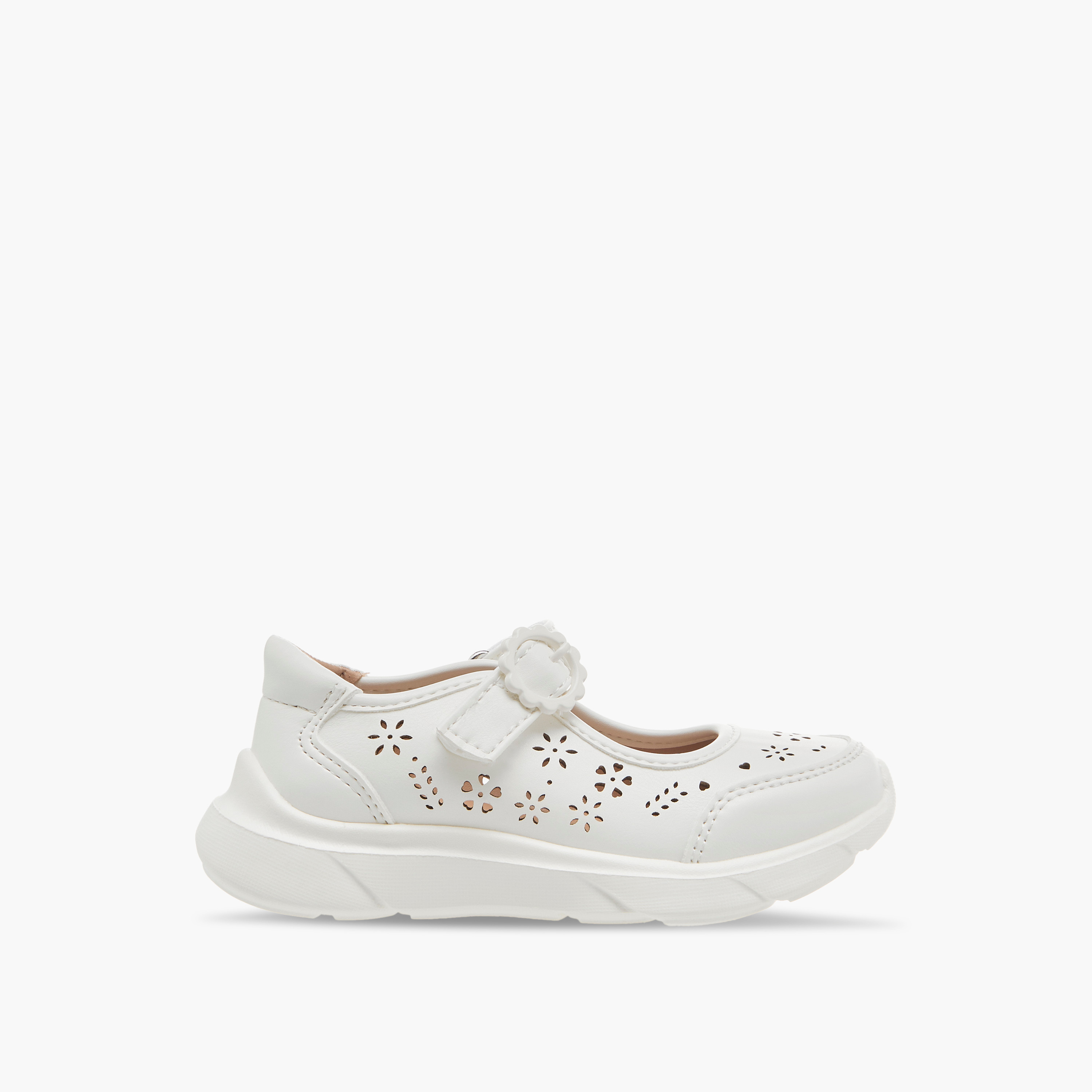 حذاء ماري جين بتفاصيل مفرغة بالليزر وشريط إغلاق لاصق من ليتل ميسي-girls-shoes-maryjanes-image-3
