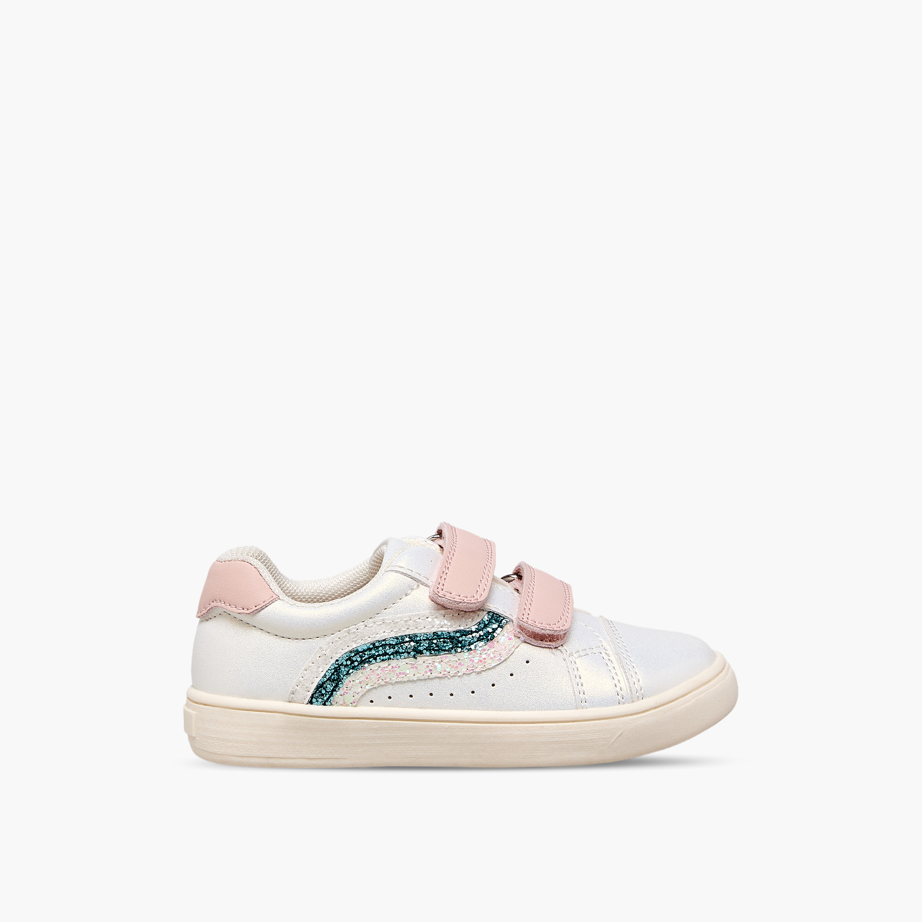 حذاء سنيكرز بناتي مزين بلمسات غليتر وشريط إغلاق لاصق من جونيورز-girls-shoes-sneakers-image-3