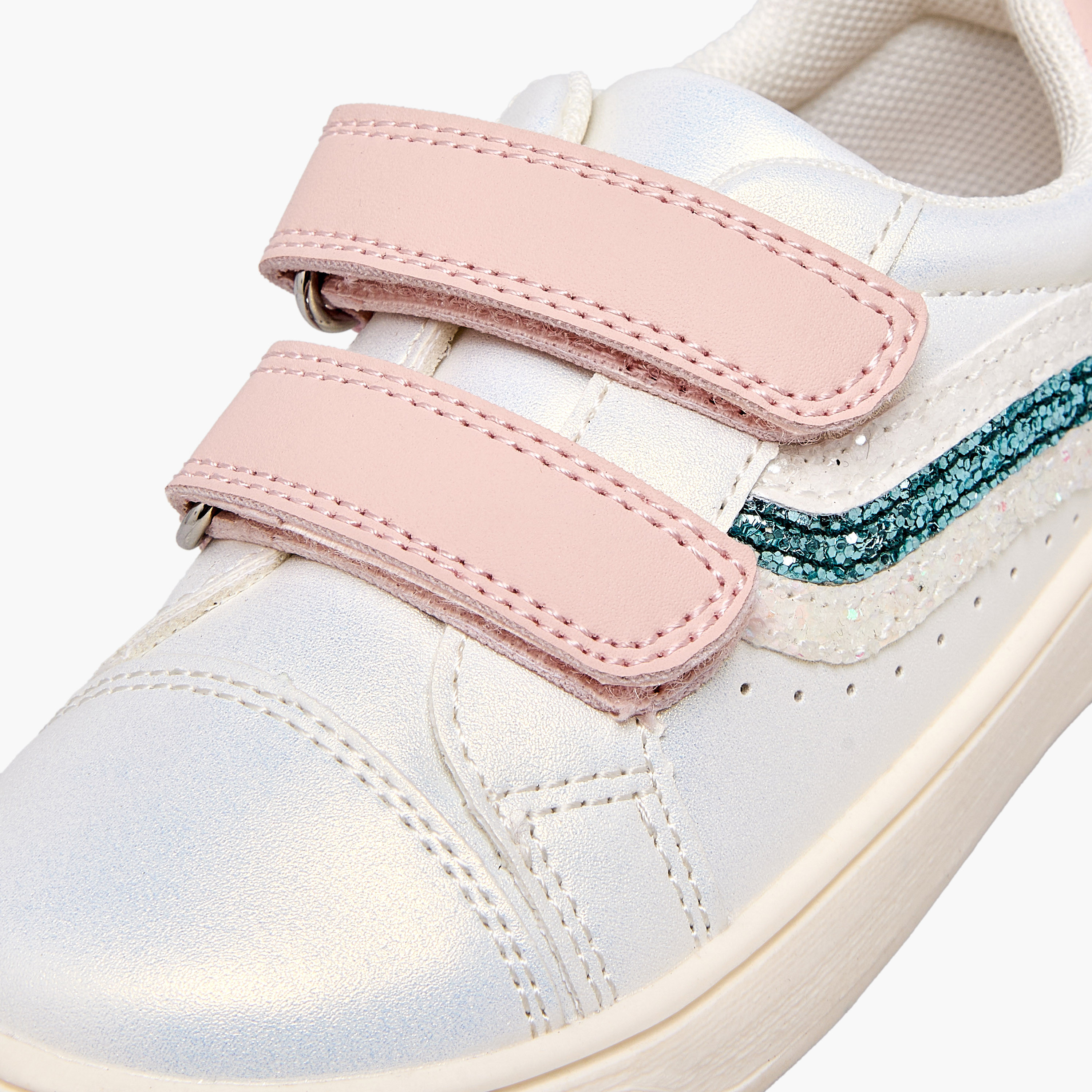 حذاء سنيكرز بناتي مزين بلمسات غليتر وشريط إغلاق لاصق من جونيورز-girls-shoes-sneakers-image-7