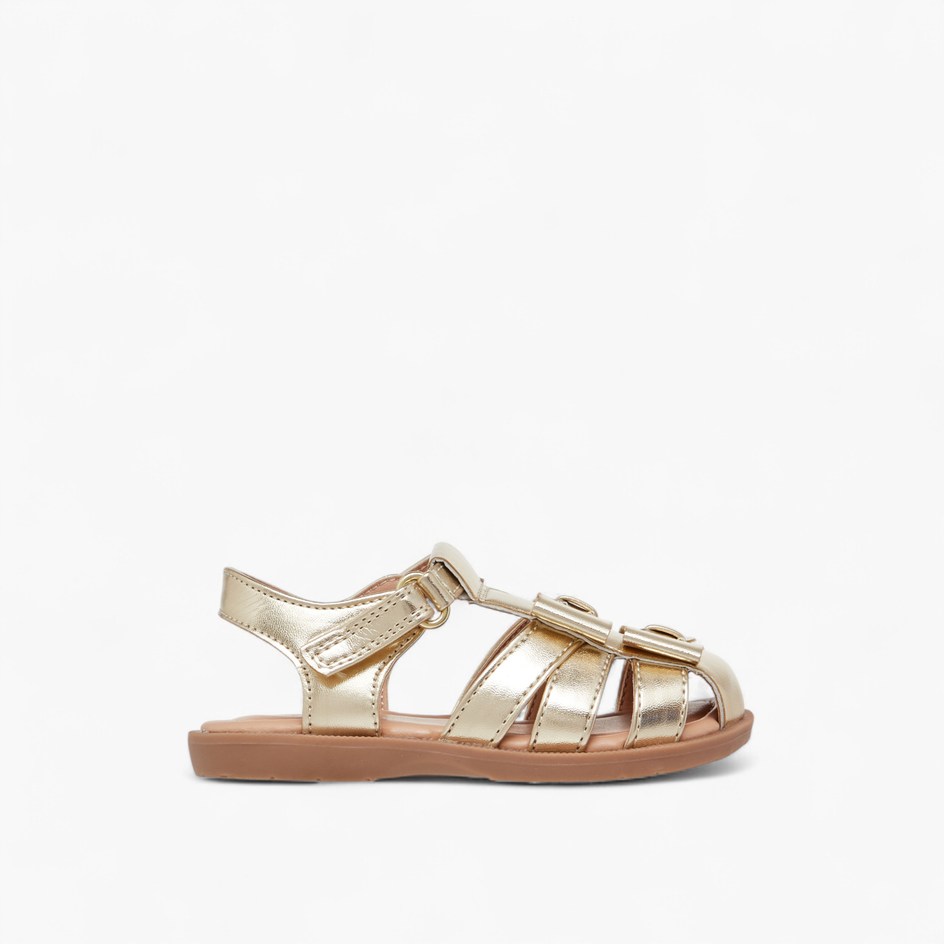 Barefeet Bow Detail Sandals with Hook and Loop Closure-baby-girls-shoes-sandals-image-2