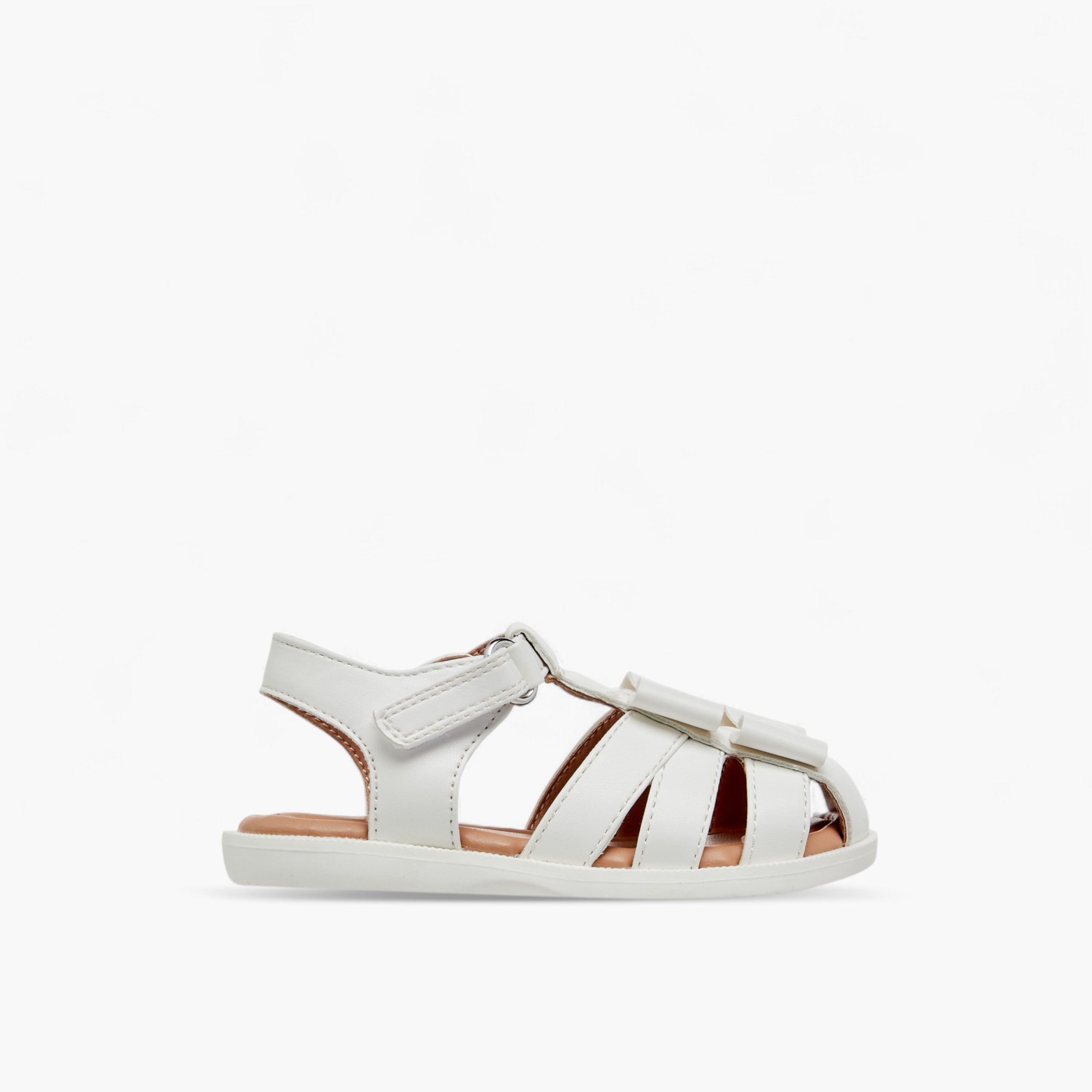Barefeet Bow Detail Sandals with Hook and Loop Closure-baby-girls-shoes-sandals-image-2
