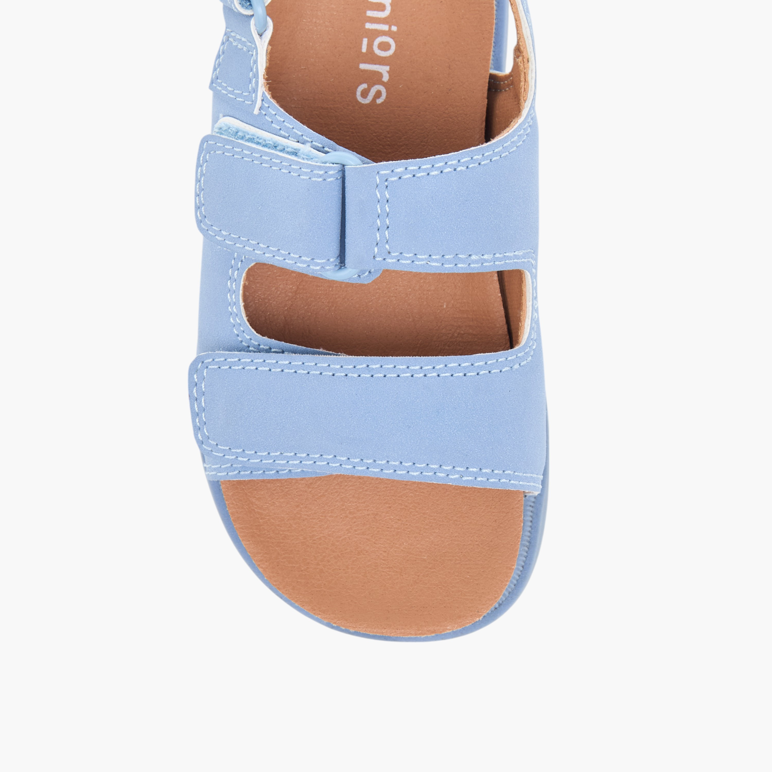 Juniors Solid Sandals with Hook and Loop Closure-boys-shoes-sandals-image-3