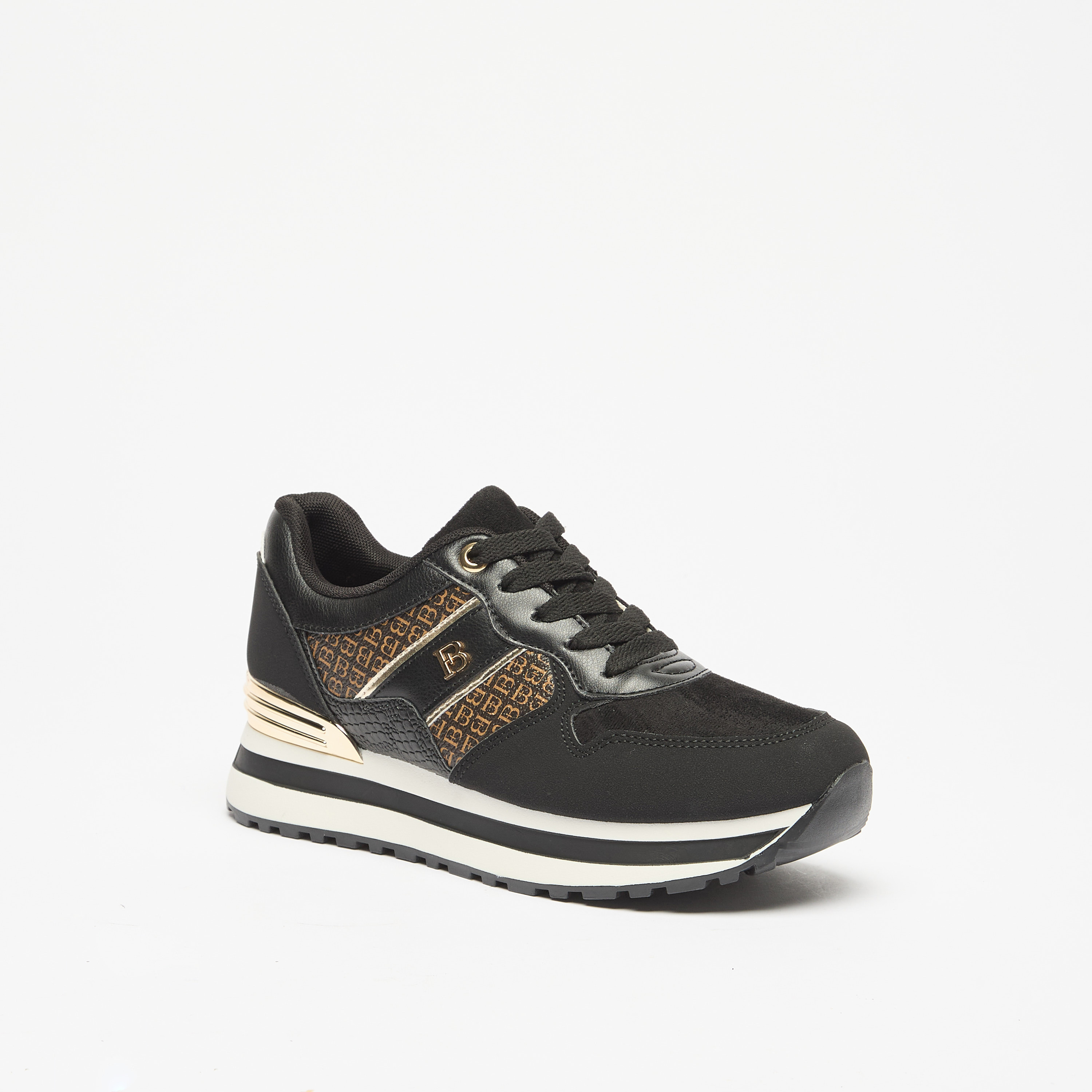 Flora Bella Monogram Print Sneakers with Lace-Up Closure-women-shoes-sneakers-image-1