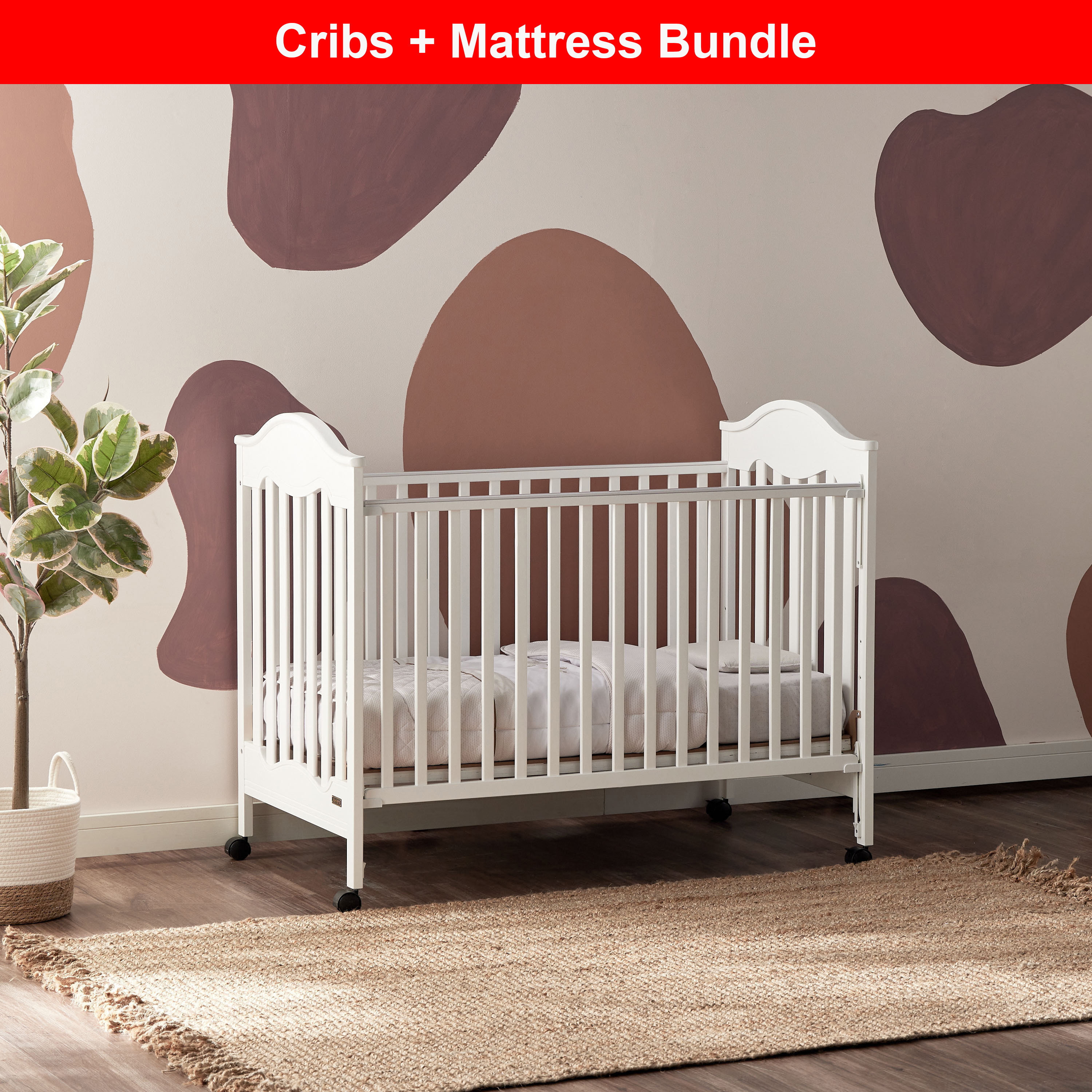 Juniors Charlotte Height Adjustable Baby Crib with Mattress-baby-nursery-furniture-cribsandbeds-babycribs-image-1