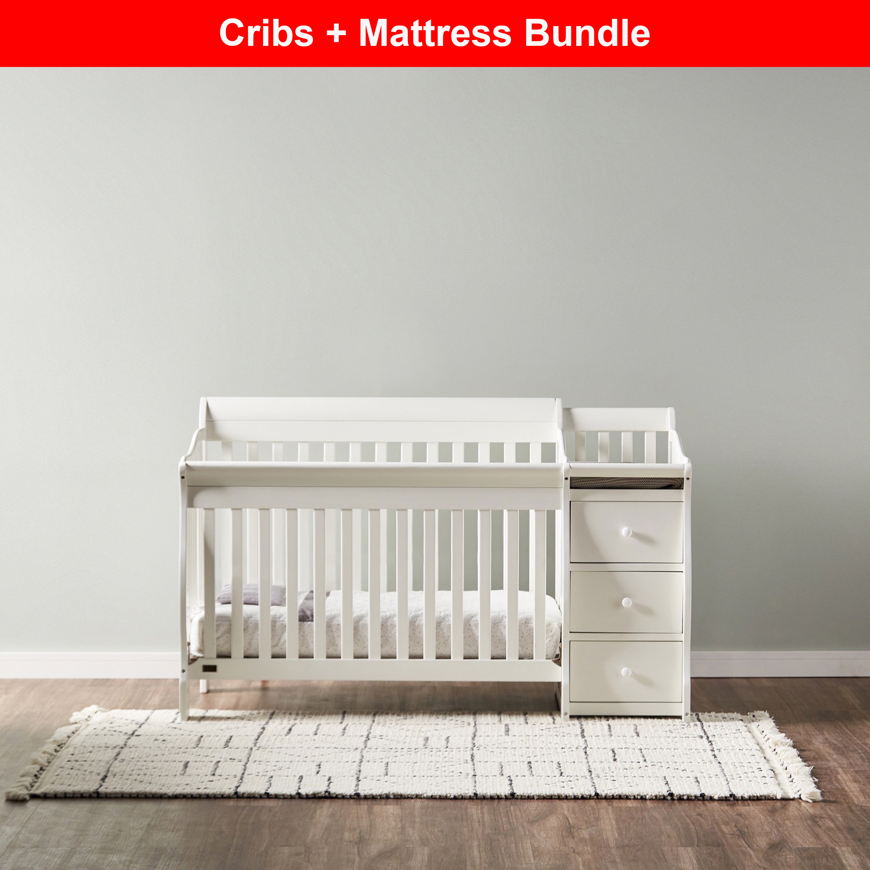 Giggles Jessica 3-in-1 Convertible Crib with Storage and Mattress-baby-nursery-furniture-cribsandbeds-babycribs-image-1