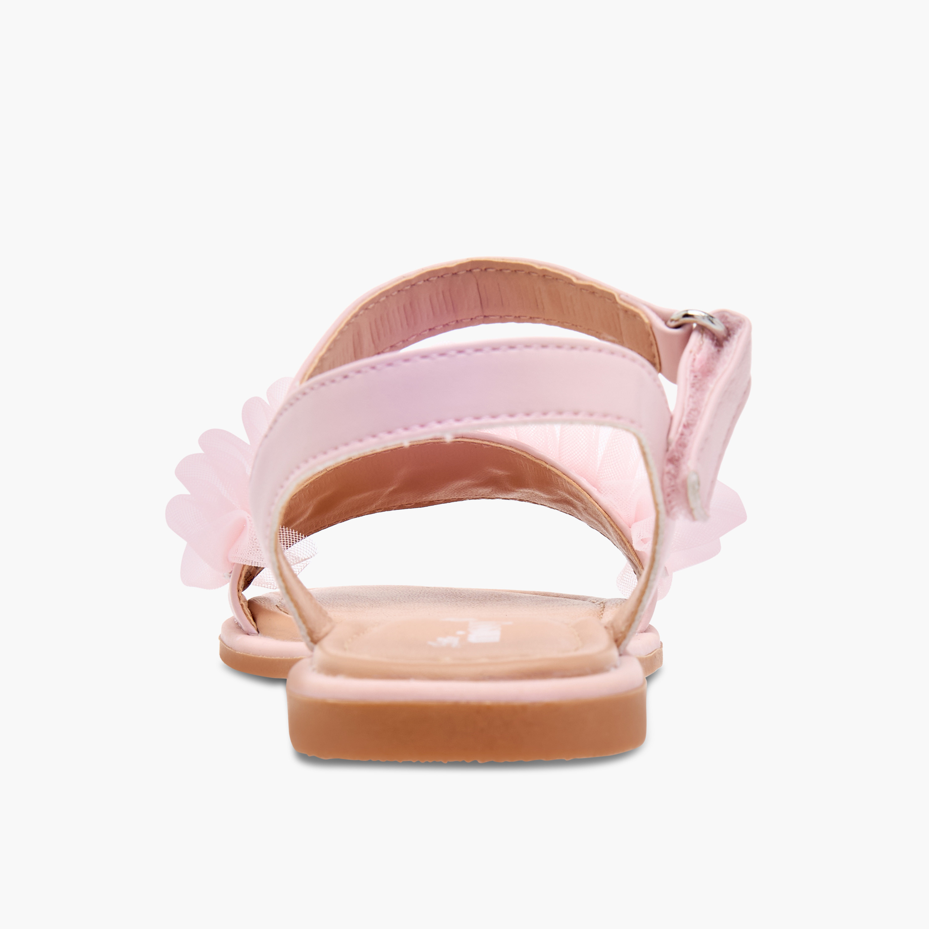 Little Missy Ruffle Detail Strap Sandals with Hook and Loop Closure-girls-shoes-sandals-image-4