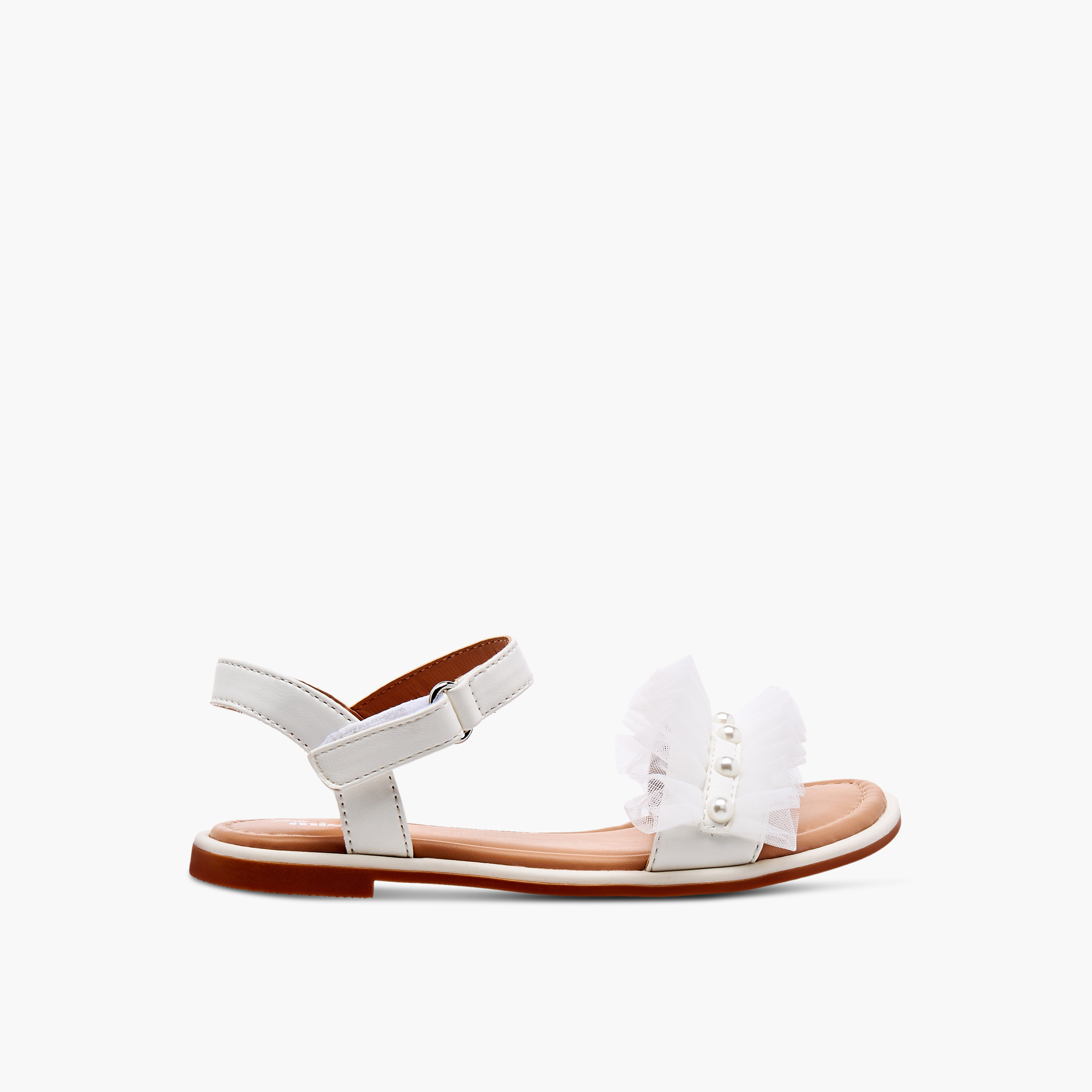Little Missy Ruffle Detail Strap Sandals with Hook and Loop Closure-girls-shoes-sandals-image-2