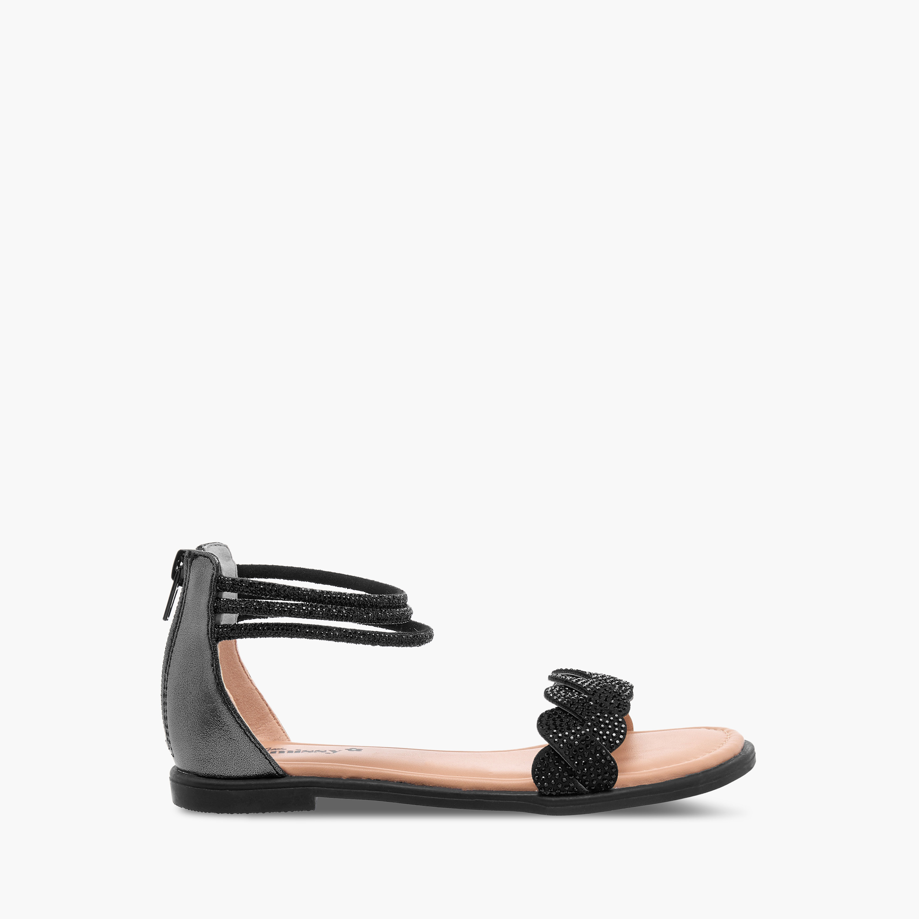 Little Missy Studded Ankle Strap Sandals with Zip Closure-girls-shoes-sandals-image-2