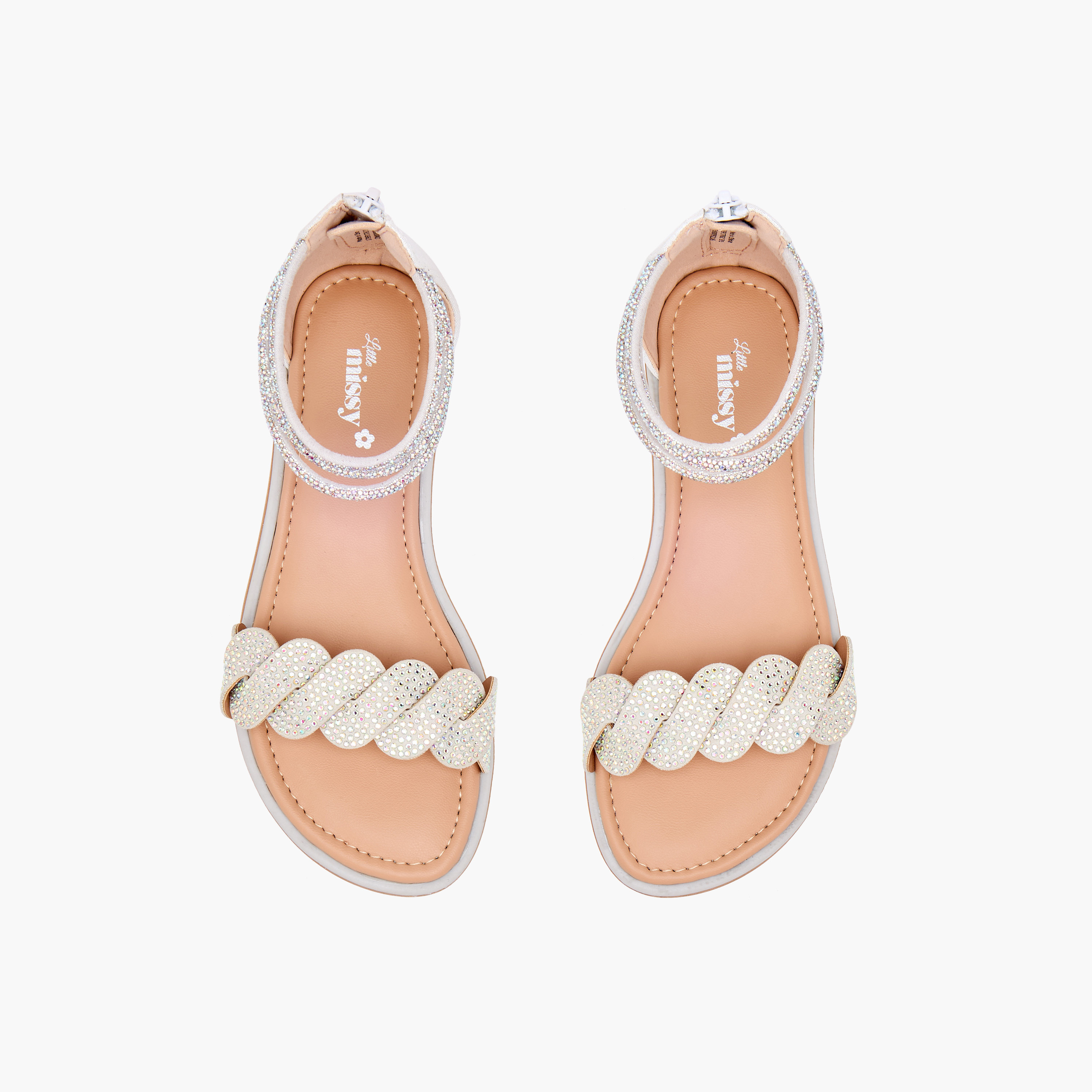 Little Missy Studded Ankle Strap Sandals with Zip Closure-girls-shoes-sandals-image-1