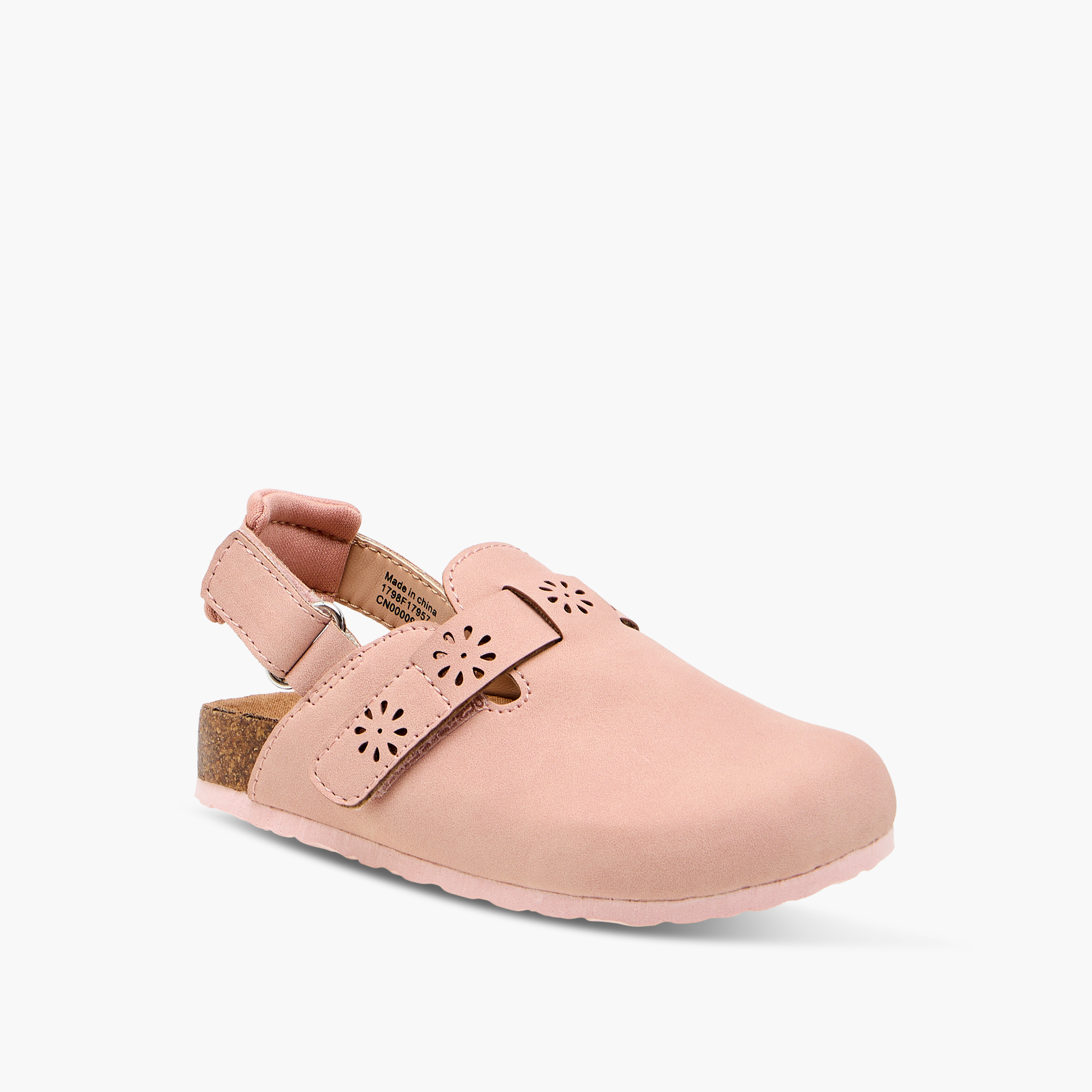 Juniors Cut Out Detail Sandals with Hook and Loop Closure-girls-shoes-sandals-image-2