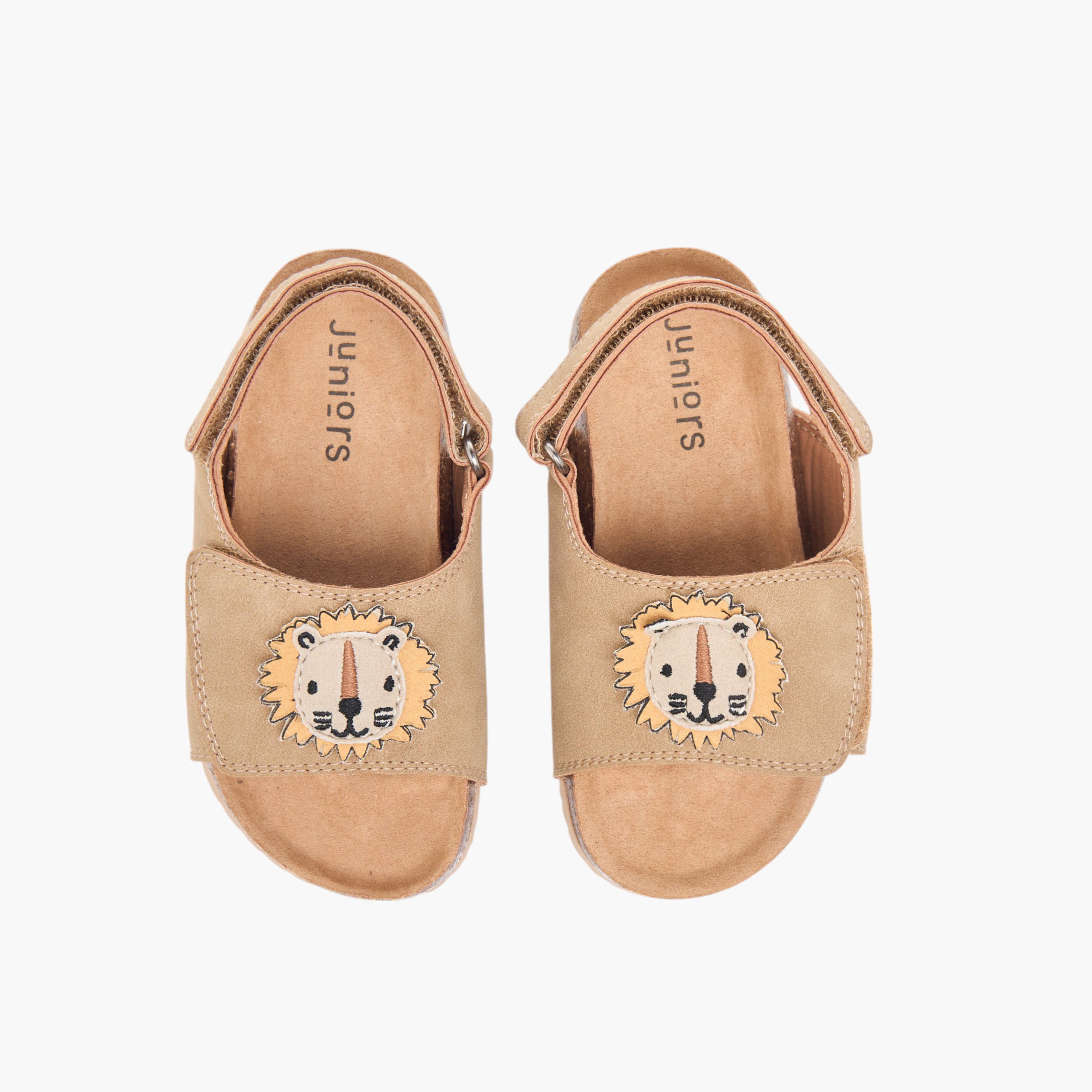 Juniors Lion Applique Sandals with Hook and Loop Closure-boys-shoes-sandals-image-1