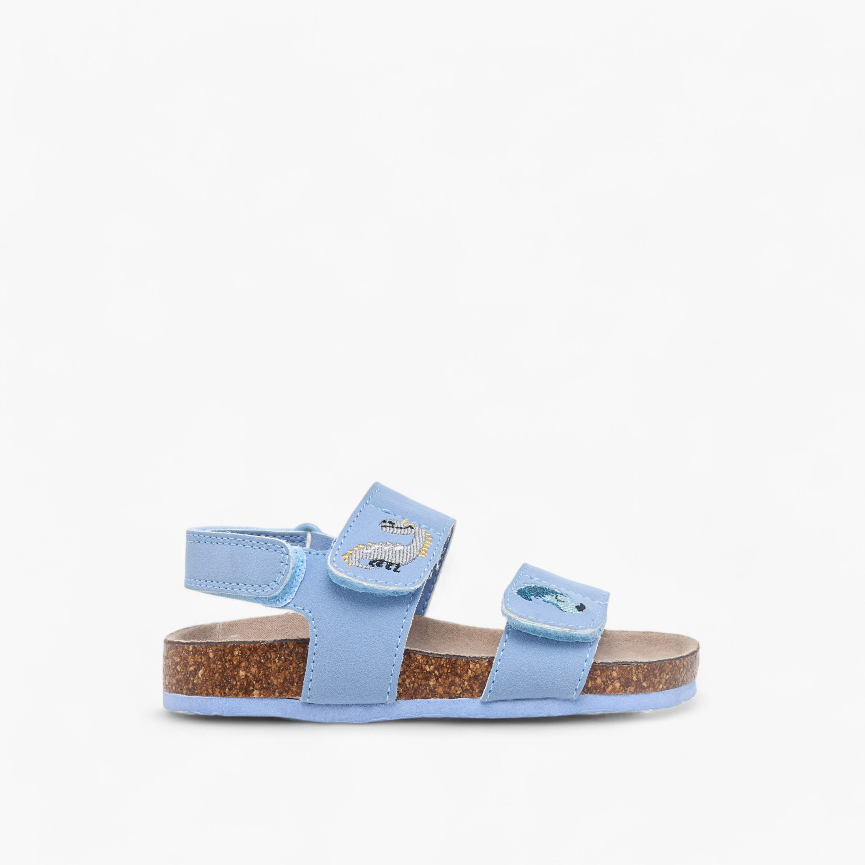 Juniors Embroidered Strap Sandals with Hook and Loop Closure-boys-shoes-sandals-image-2
