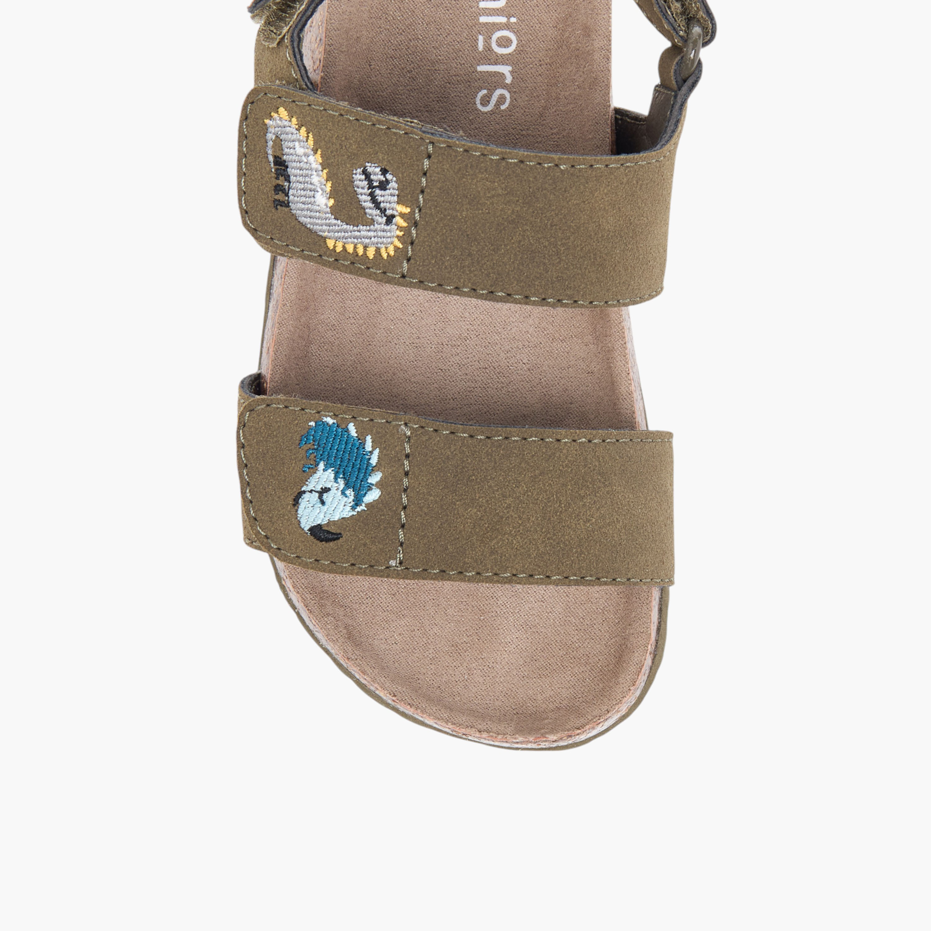 Juniors Embroidered Strap Sandals with Hook and Loop Closure-boys-shoes-sandals-image-3
