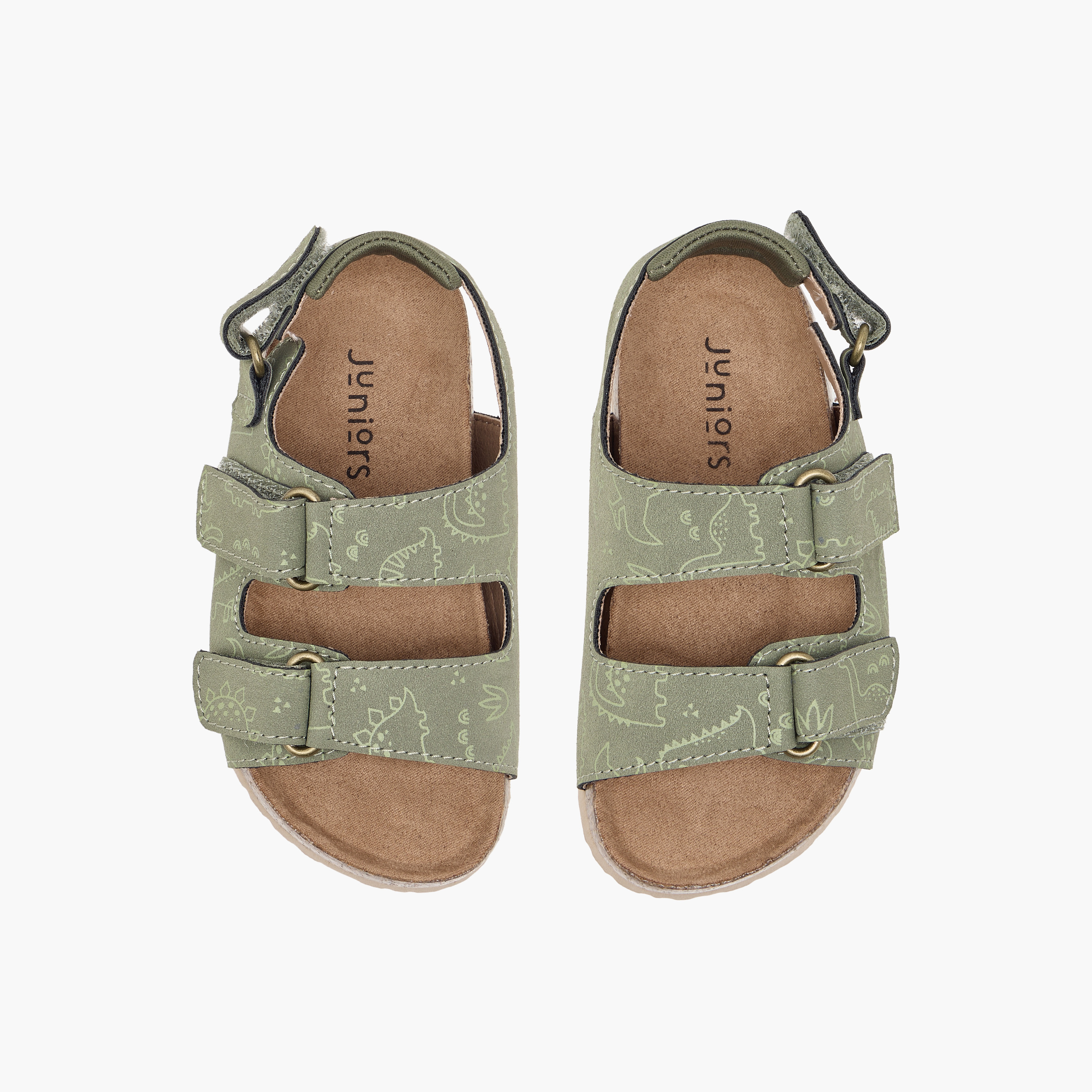 Juniors Dinosaur Print Sandals with Hook and Loop Closure-boys-shoes-sandals-image-1