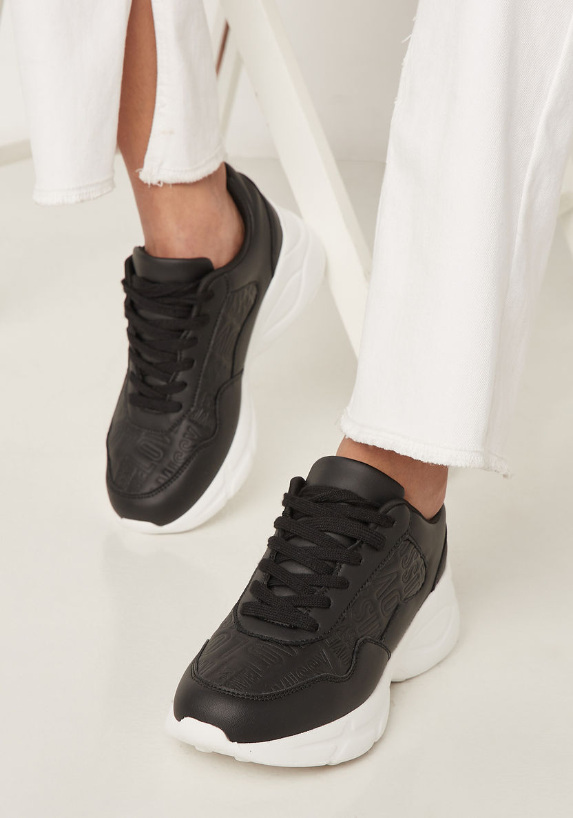Missy Embossed Sneakers with Lace-Up Closure-Women%27s Sneakers-image-1