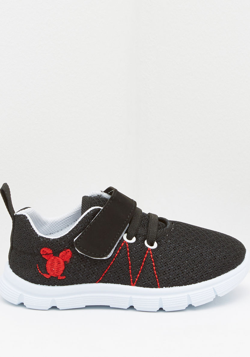 Embroidered Sneakers with Hook and Loop Closure-Boy's Sports Shoes-image-0