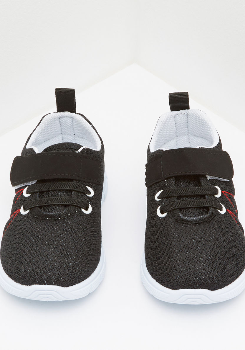 Embroidered Sneakers with Hook and Loop Closure-Boy's Sports Shoes-image-1