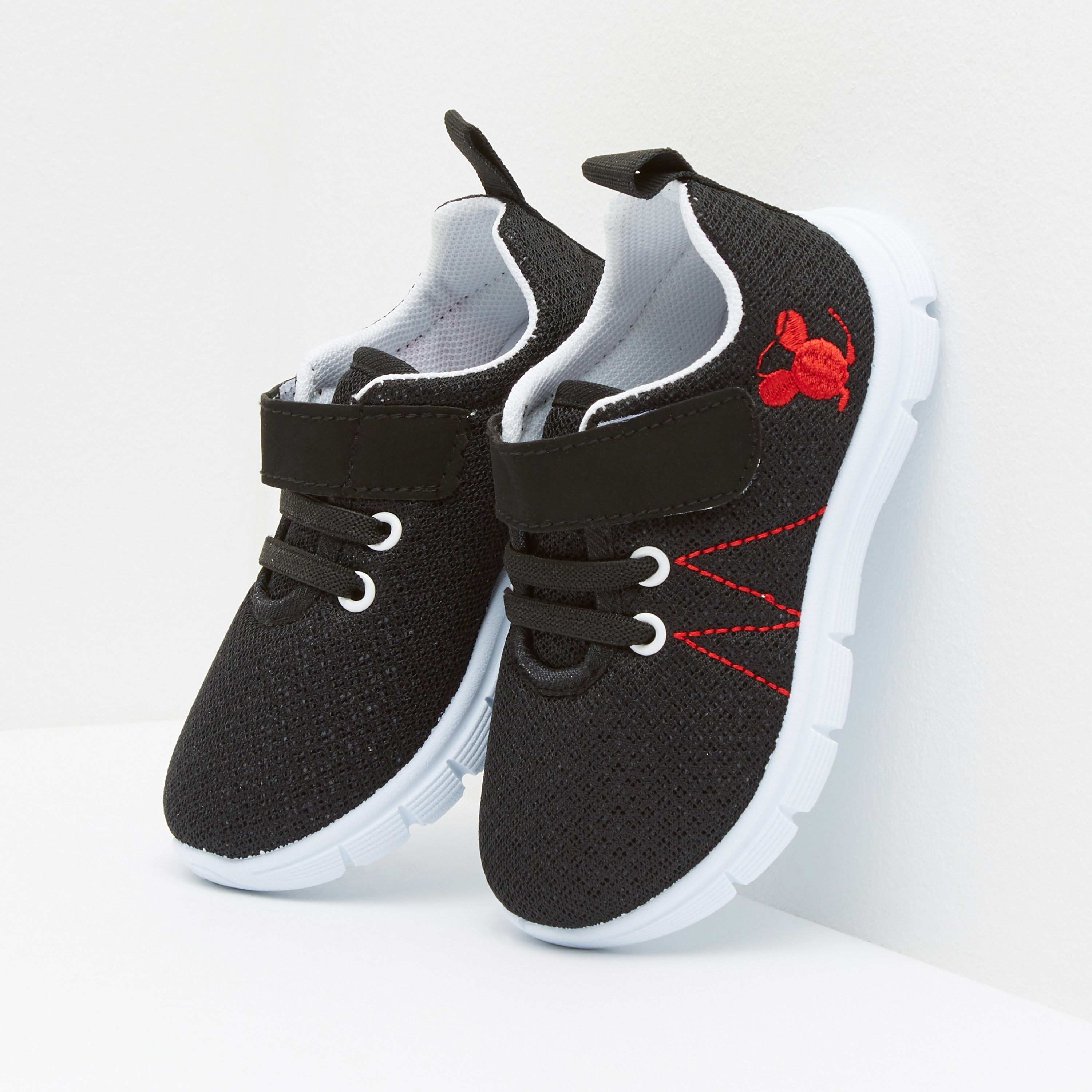 Embroidered Sneakers with Hook and Loop Closure-sports-boys-shoes-image-3